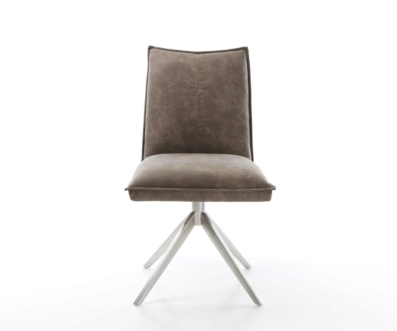 Drehstuhl Lelio-Flex Mikrofaser Taupe Vintage Kreuzgestell breit Edelstahl 360° drehbar Wippfunktion Taschenfederkern 1