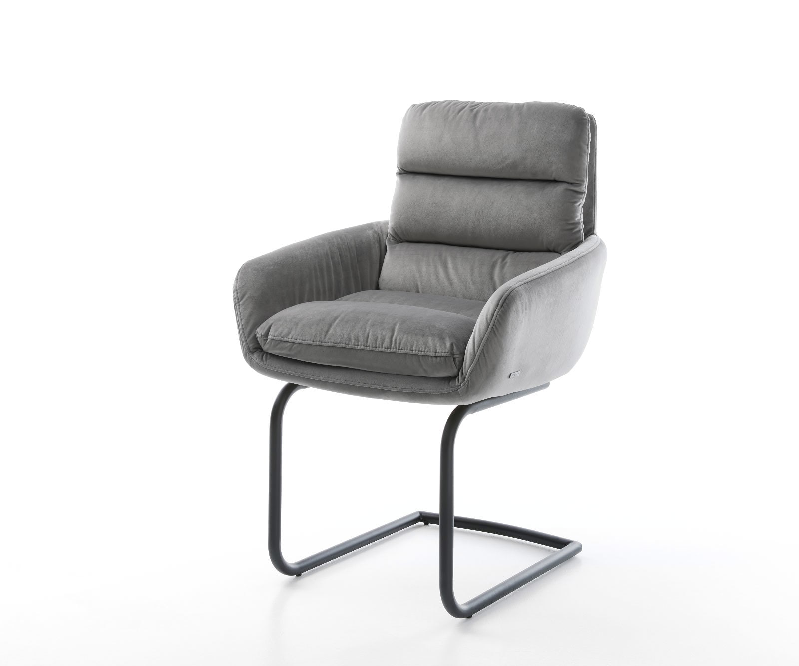 Freischwinger Abelia-Flex mit Armlehnen Samt Grau Freischwinger rund Schwar günstig online kaufen