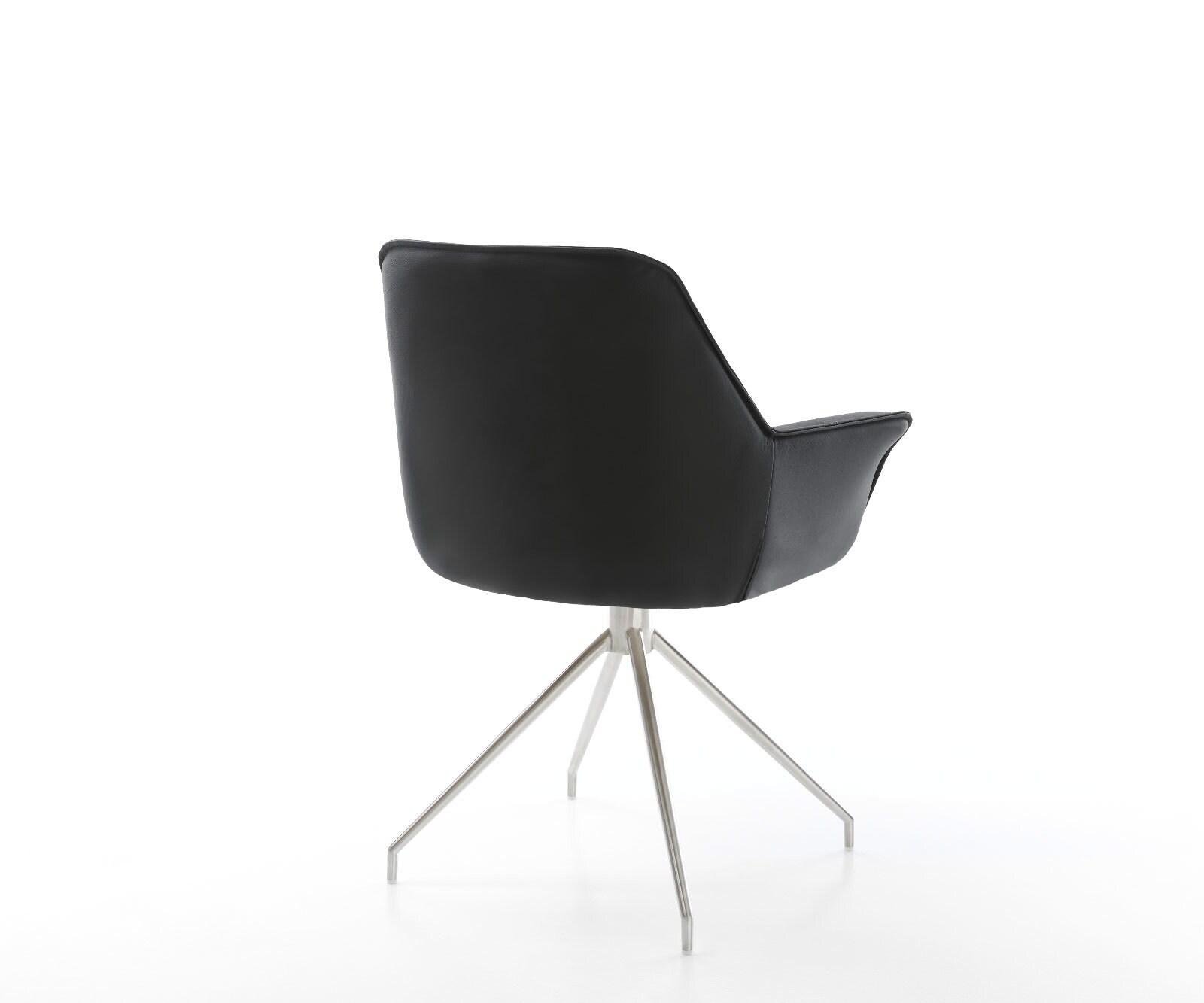 Esszimmerstuhl Kaira-Flex Echt-Leder Schwarz Kreuzgestell konisch Edelstahl 4 Esszimmerstuhl Kaira-Flex Echt-Leder Schwarz Kreuzgestell konisch Edelstahl 4