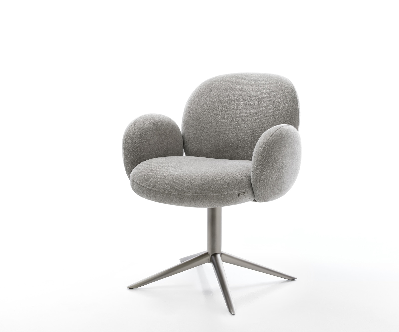Drehstuhl Nube-Flex mit Armlehnen Strukturstoff Soft Grau Fußkreuz Graphit 360° drehbar Wippfunktion Taschenfederkern