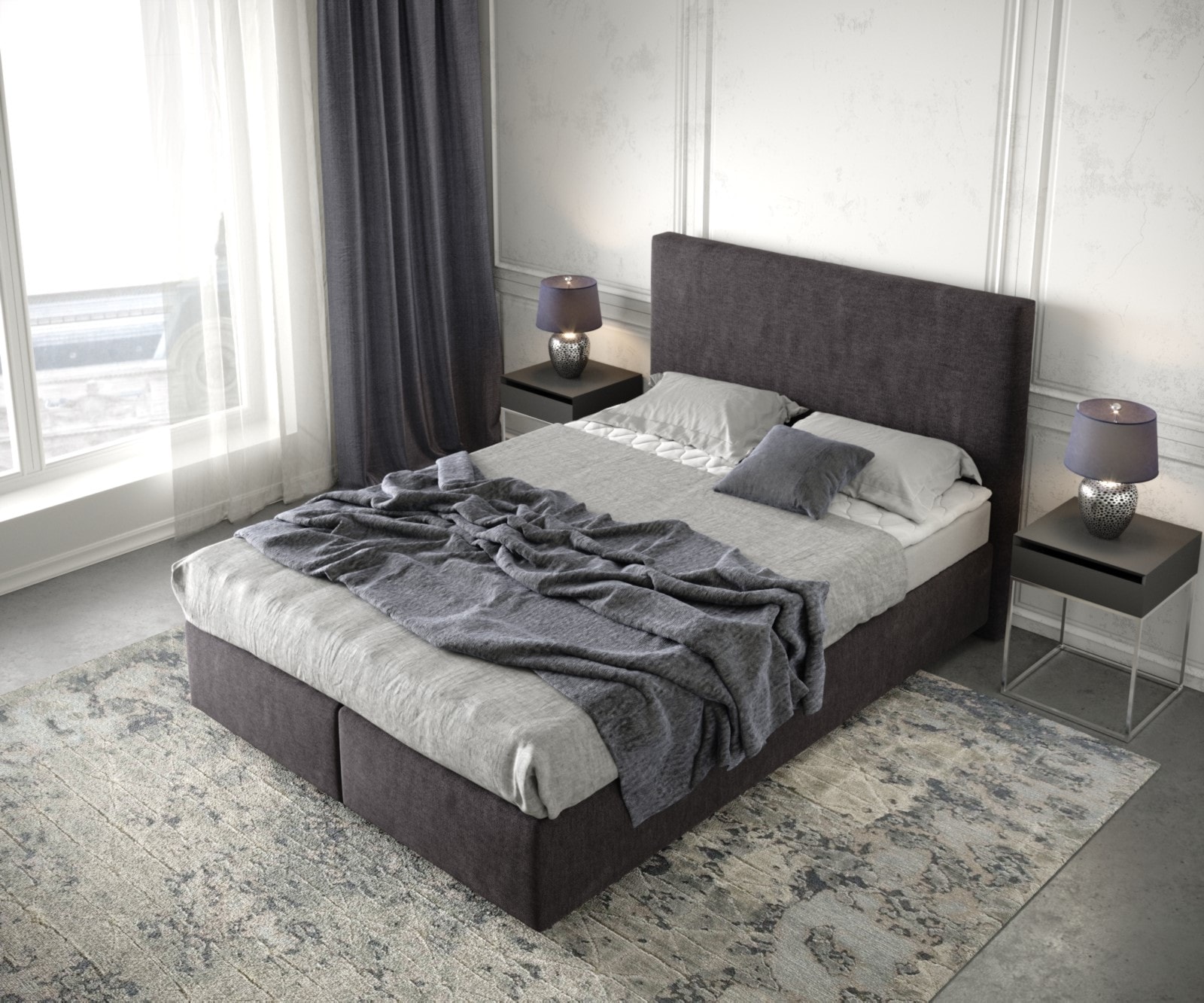 Boxspringbett Dream-Well 140x200 cm Mikrofaser Schwarz mit Matratze und Topper 2 Boxspringbett Dream-Well 140x200 cm Mikrofaser Schwarz mit Matratze und Topper 2