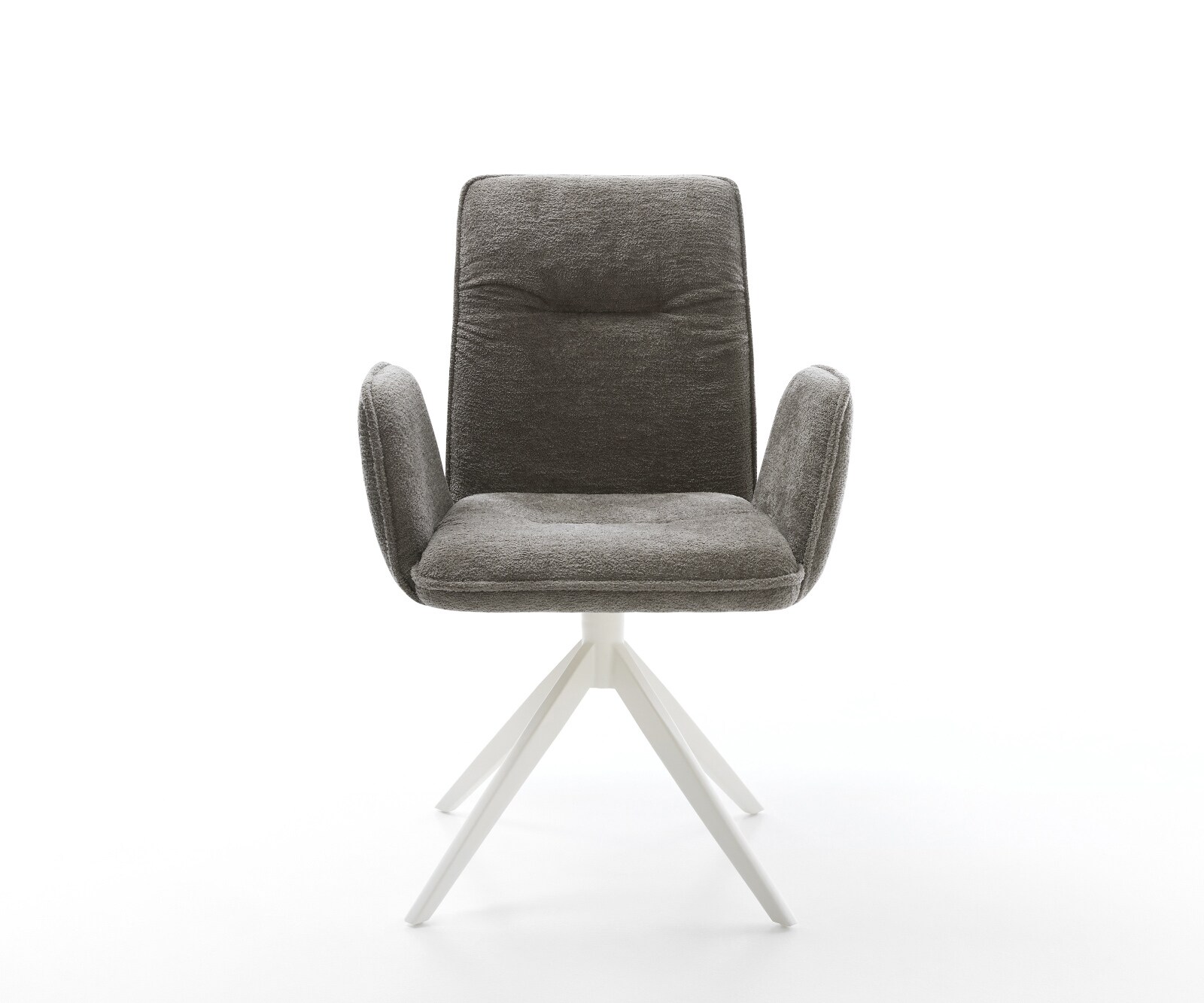 Drehstuhl Vinja-Flex Bouclé Soft Schlamm Kreuzgestell breit Weiß 360° drehbar Wippfunktion 2