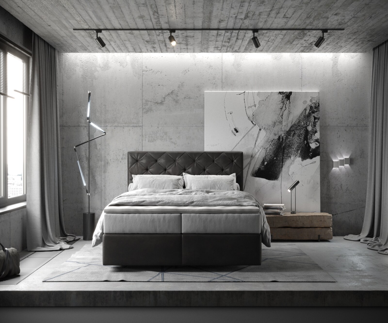 Boxspringbett Dream-Great 140x200 cm Mikrofaser Anthrazit Vintage mit TFK Matratze und Visco Topper 1
