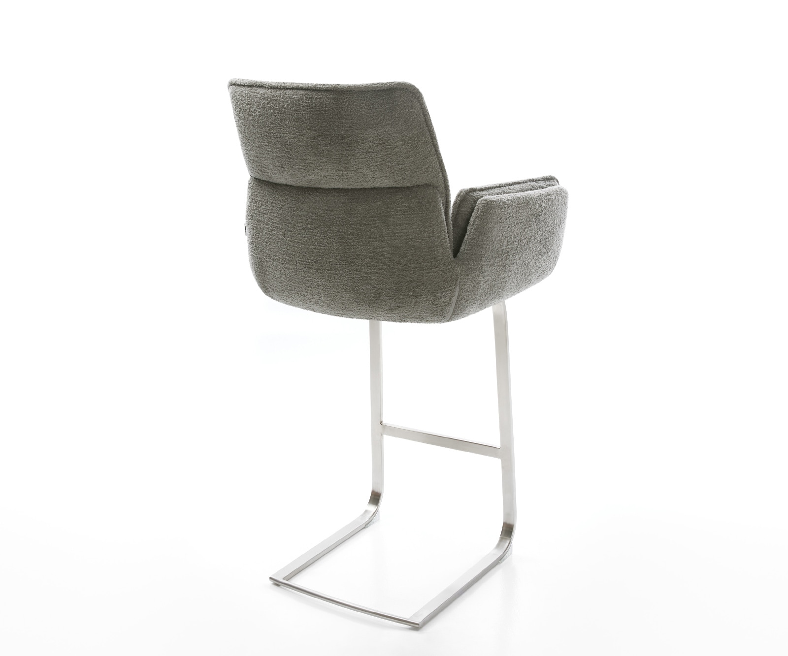 Barstuhl Nela-Flex Bouclé Soft Schlamm Freischwinger Flach Edelstahl Silberfarben 4