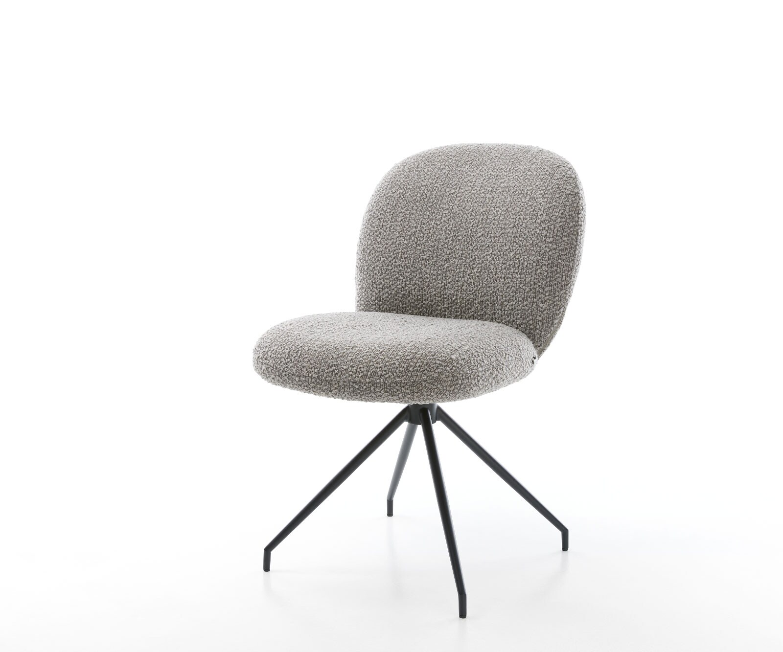 Drehstuhl Nube-Flex Bouclé Silbergrau Kreuzgestell konisch Schwarz 180° drehbar Taschenfederkern