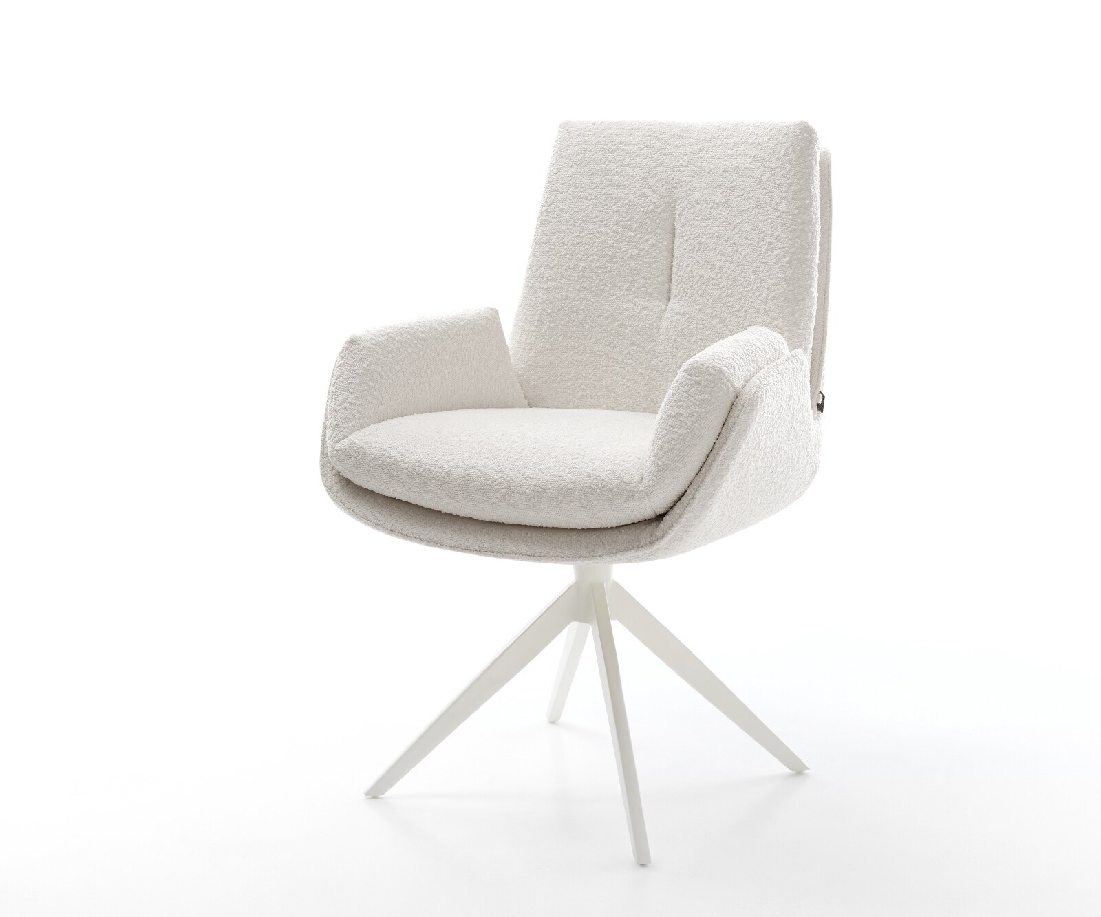 Drehstuhl Clea-Flex Bouclé Creme-Weiß Kreuzgestell breit Weiß 360° drehbar Wippfunktion 1