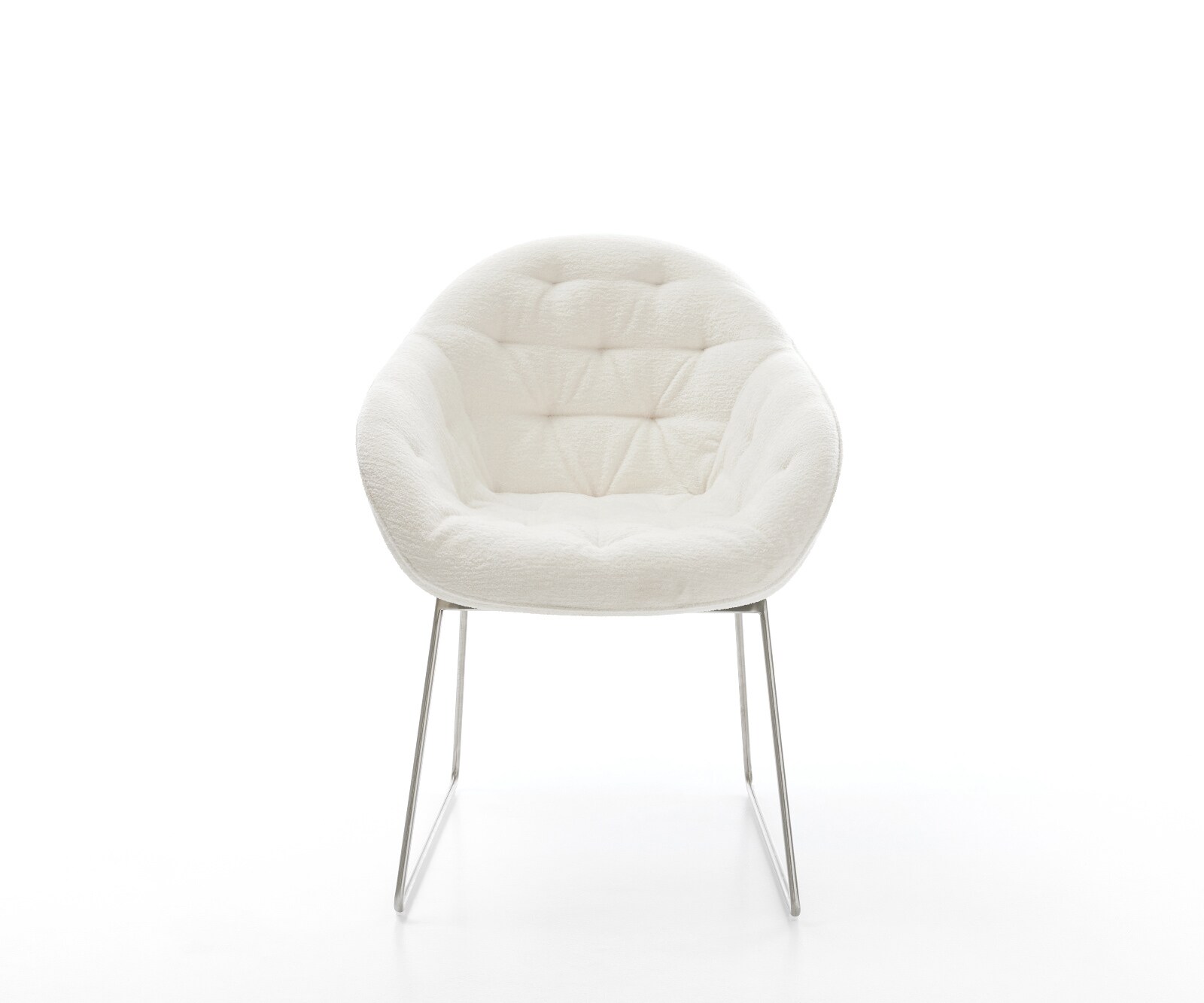 Esszimmerstuhl Gaio-Flex Bouclé Soft Beige Kufengestell Edelstahl 2