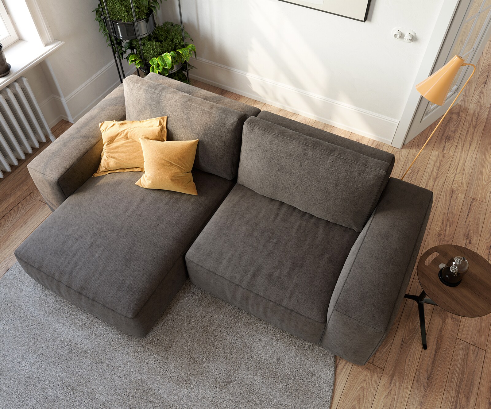 Ecksofa Lanzo 230x155 cm Mikrofaser Khakibraun Recamiere variabel 5