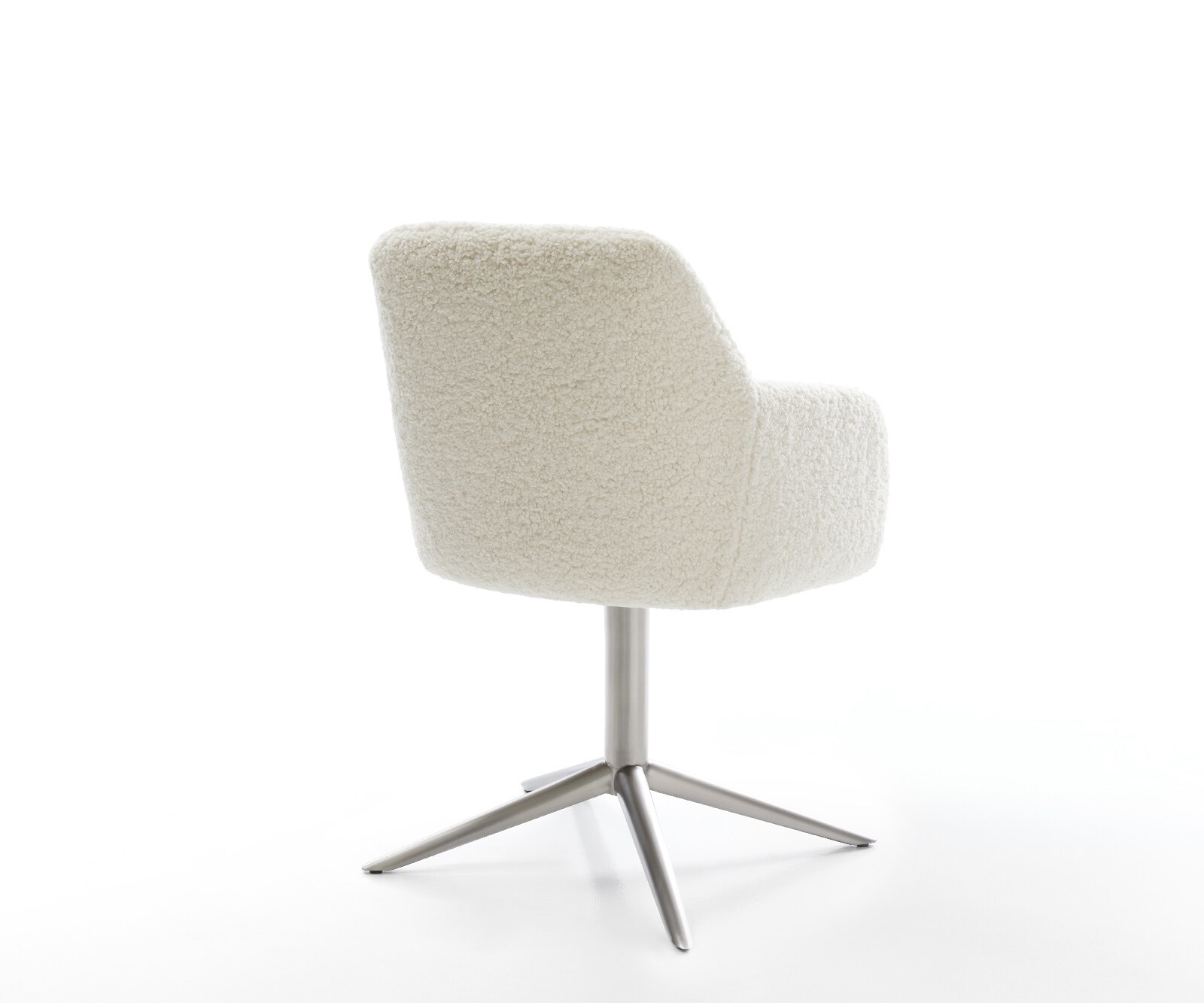 Drehstuhl Greg-Flex Teddystoff Beige Fußkreuz Edelstahl 360° drehbar Wippfunktion Taschenfederkern 5