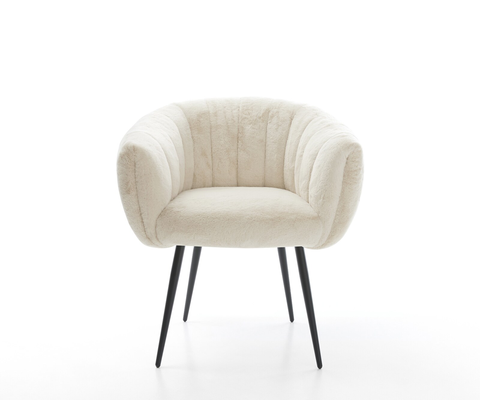 Esszimmerstuhl Jada-Flex Plüsch Creme-Weiß 4-Fuß konisch Schwarz Taschenfederkern 1