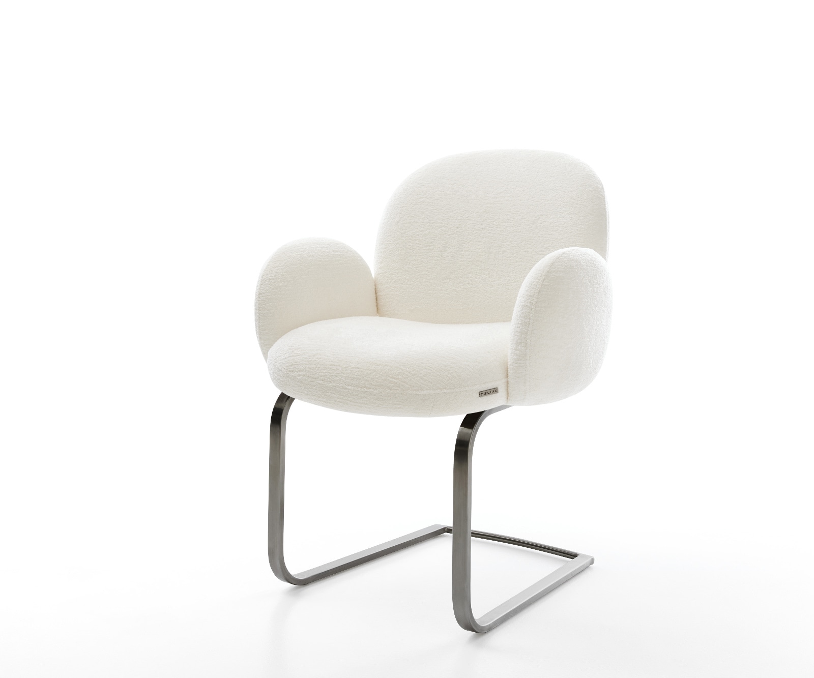 Freischwinger Nube-Flex mit Armlehnen Bouclé Soft Beige Freischwinger flach Graphit Taschenfederkern