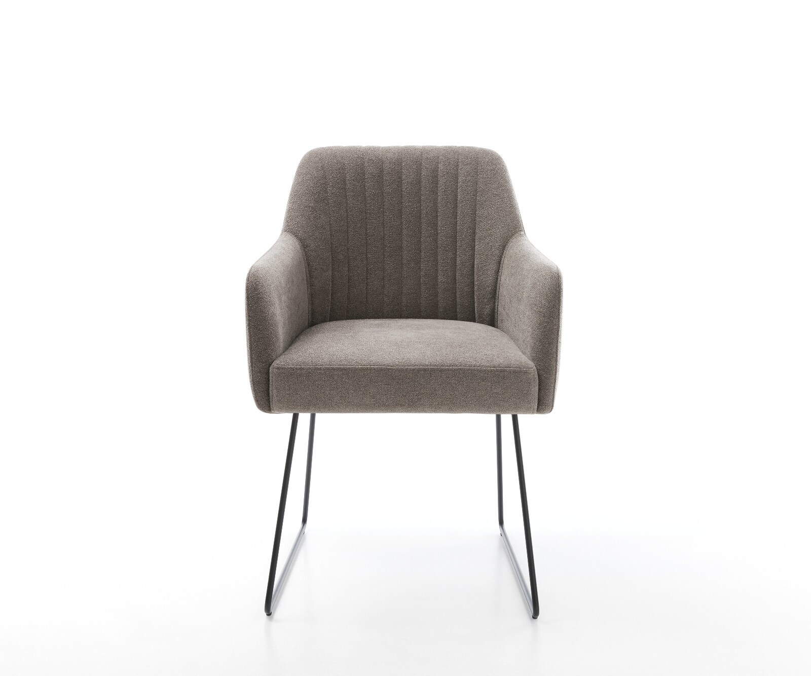 Esszimmerstuhl Greg-Flex Strukturstoff Soft Taupe Kufengestell Schwarz Taschenfederkern 1