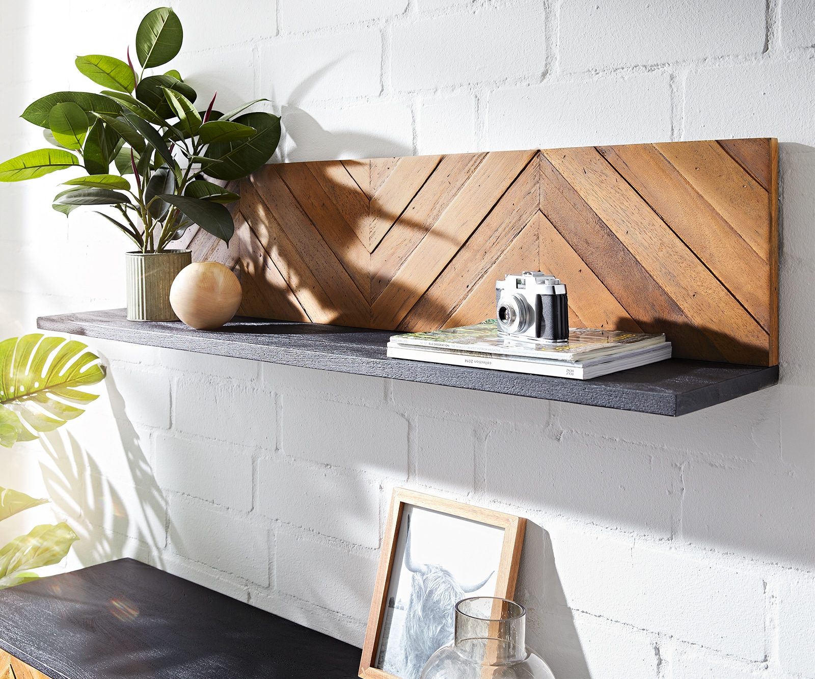 Wandregal Famke 130x25 cm Mango Teak