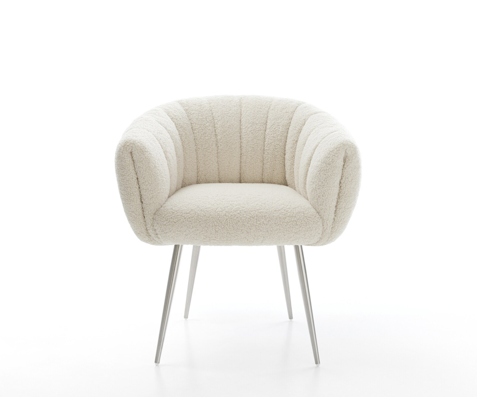 Esszimmerstuhl Jada-Flex Teddystoff Beige 4-Fuß konisch Edelstahl Taschenfederkern 1