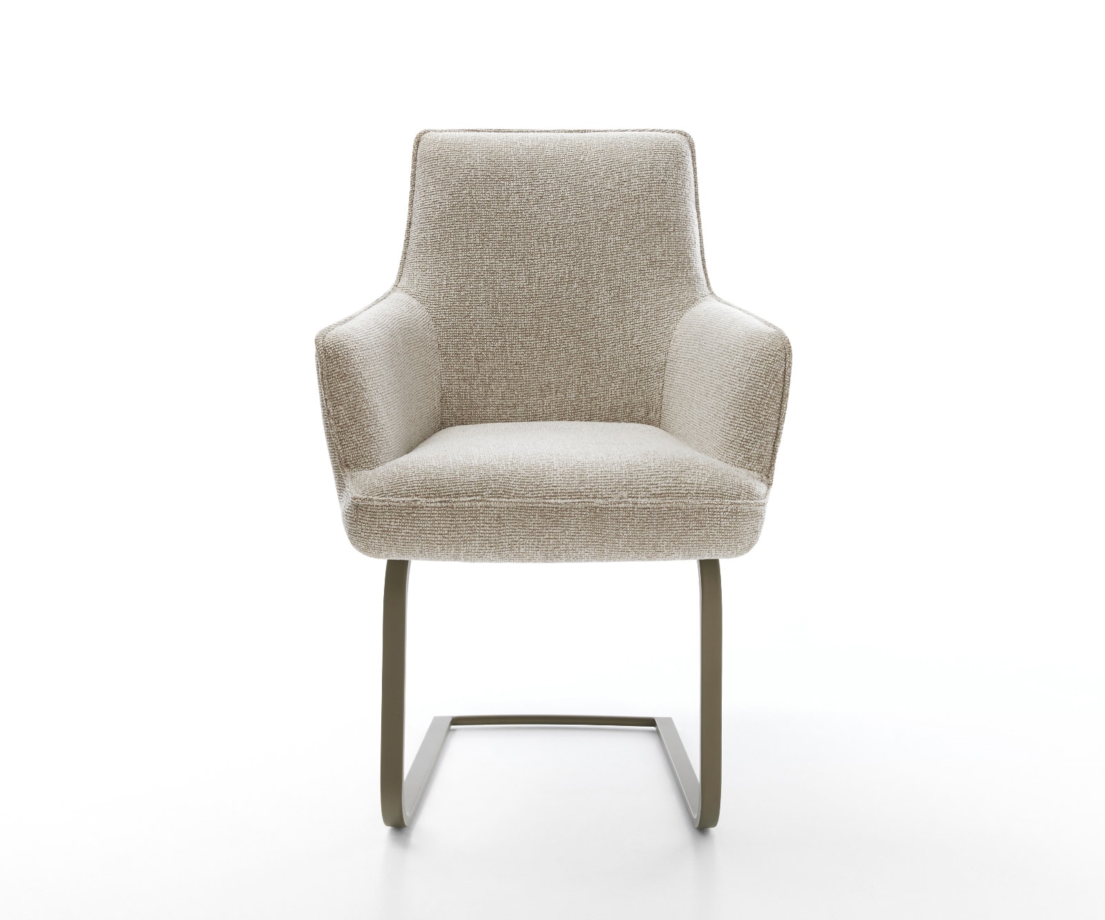 Freischwinger Heira-Flex mit Armlehnen Webstoff Soft Beige Freischwinger flach Effektfinish Titan Taschenfederkern 2