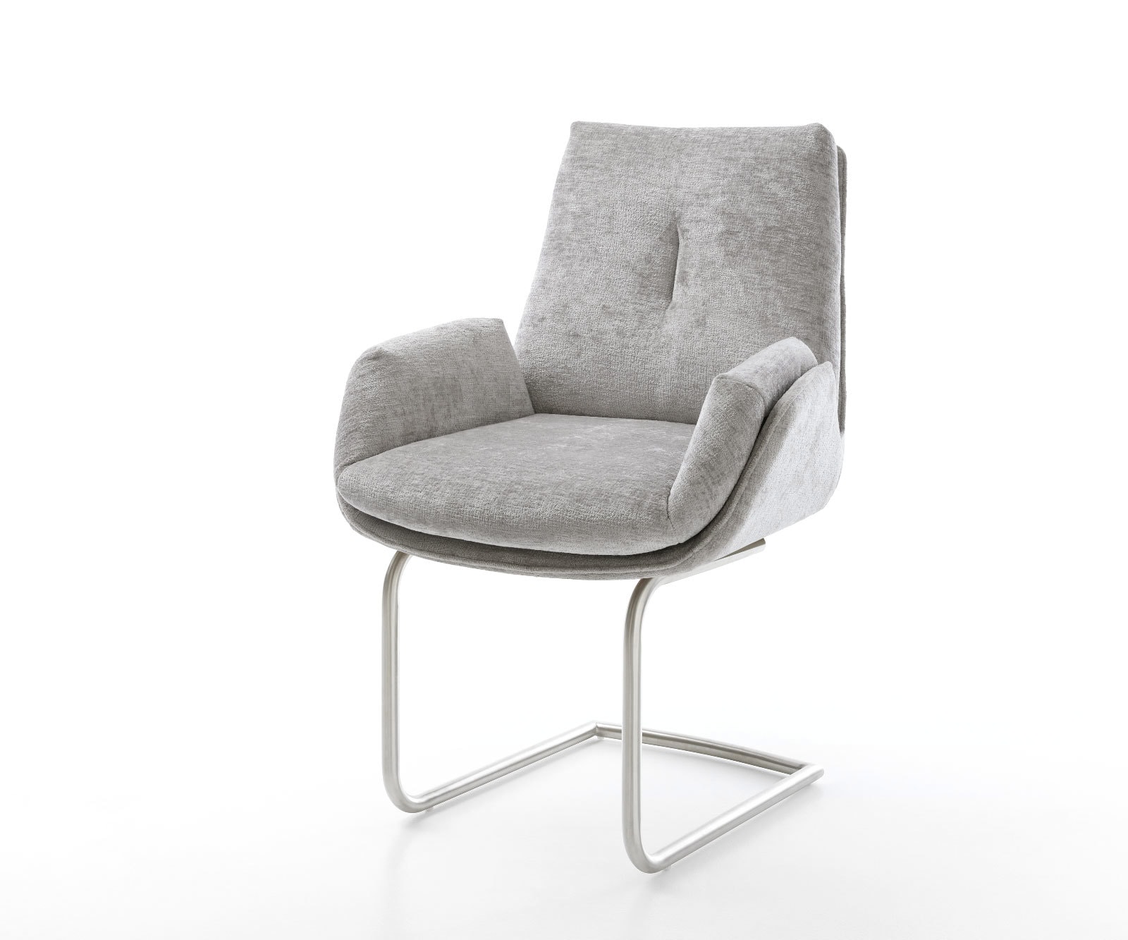 Freischwinger Clea-Flex Chenille Silbergrau Freischwinger rund Edelstahl Freischwinger Clea-Flex Chenille Silbergrau Freischwinger rund Edelstahl