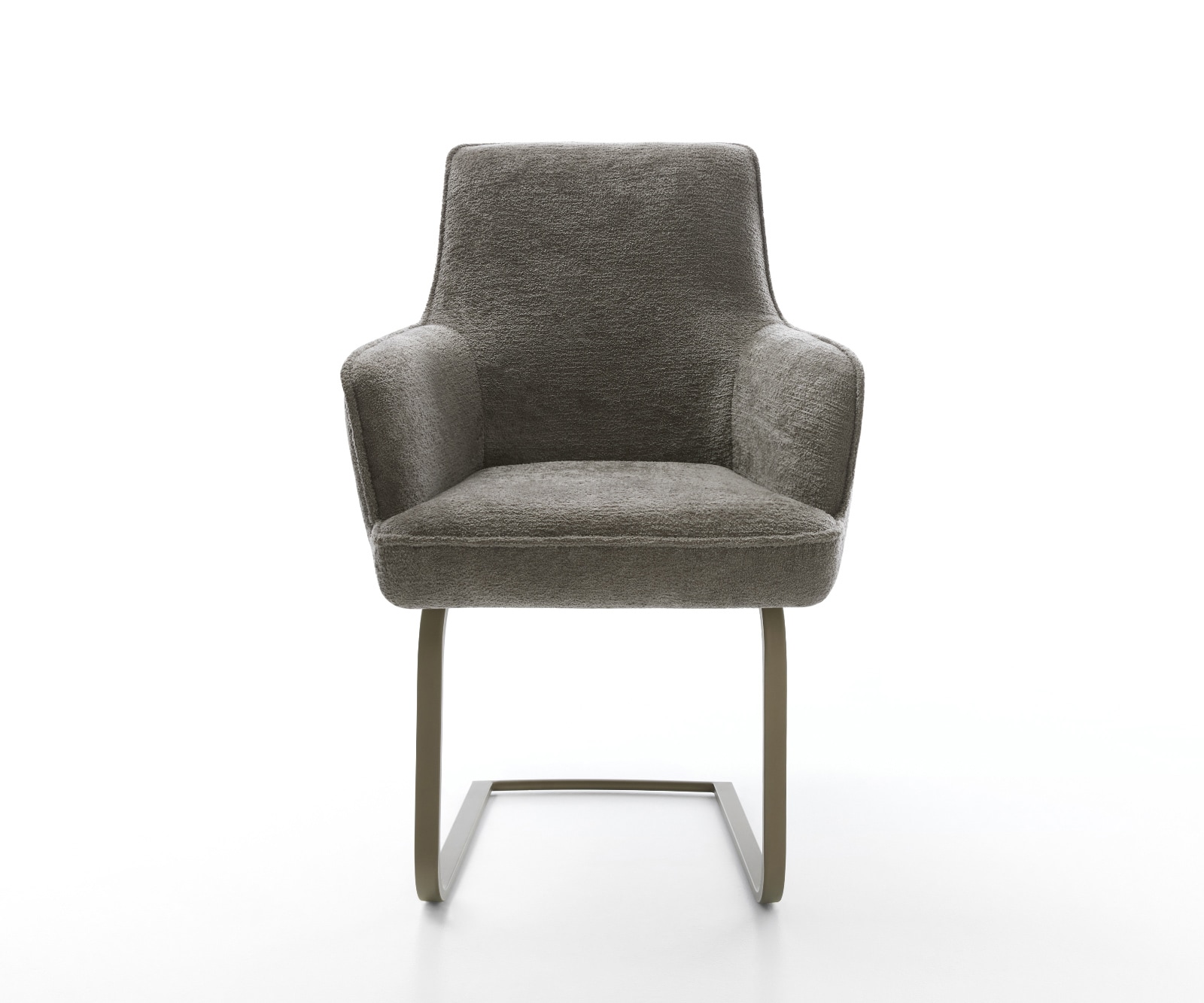 Freischwinger Heira-Flex mit Armlehnen Bouclé Soft Schlamm Freischwinger flach Effektfinish Titan Taschenfederkern 2