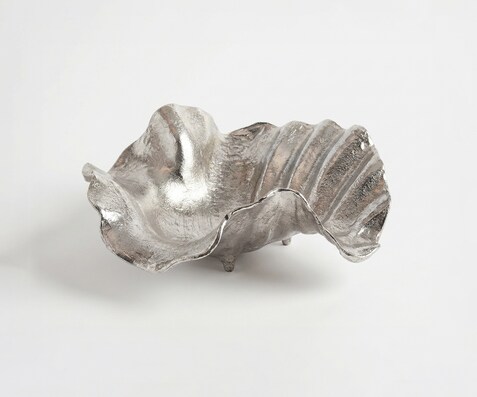 Schale Almira B38 x T38 x H15 cm Aluminium Platin Handgemacht