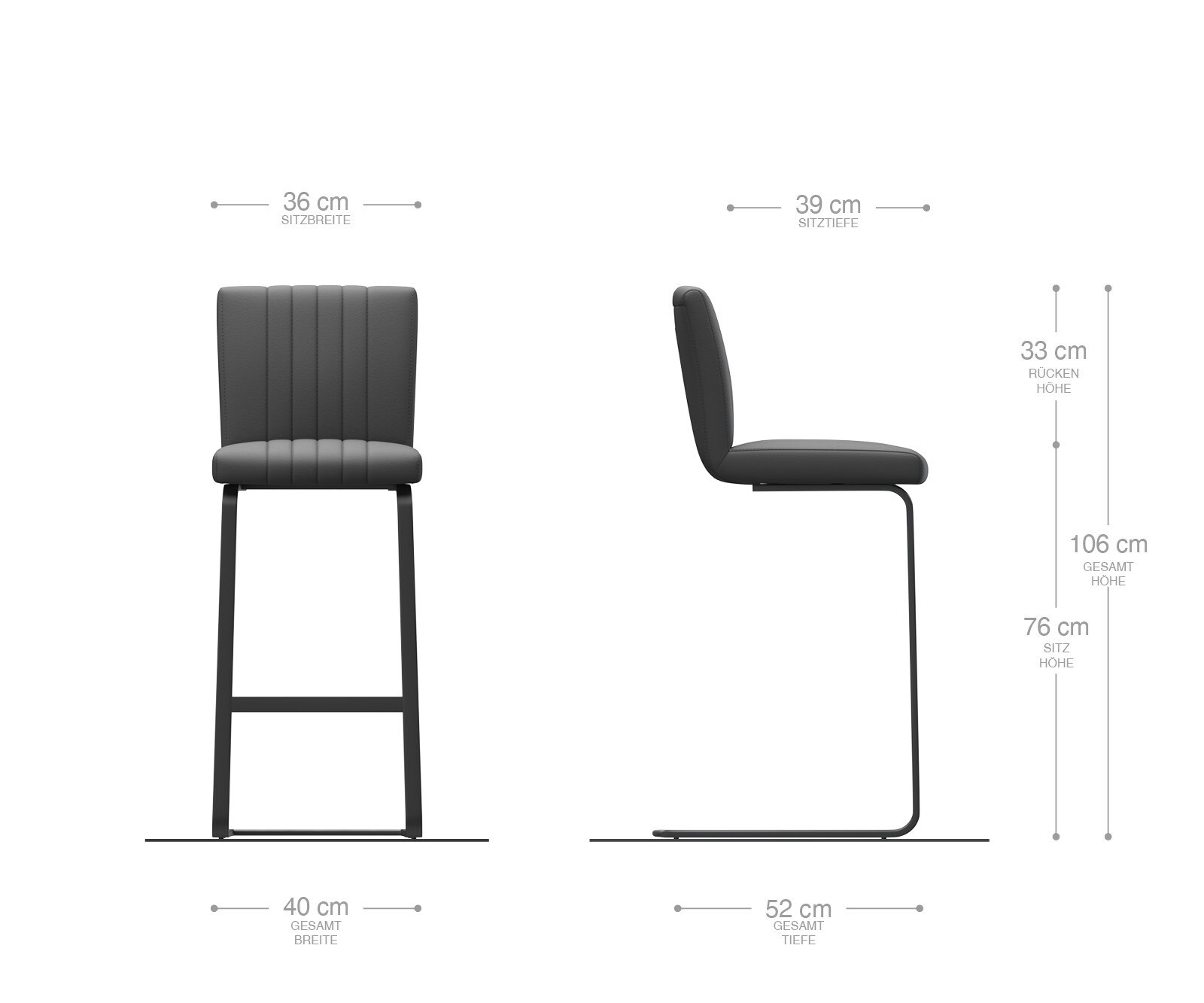Barstuhl Luiga-Flex Samt Rosé Freischwinger flach Metall 6