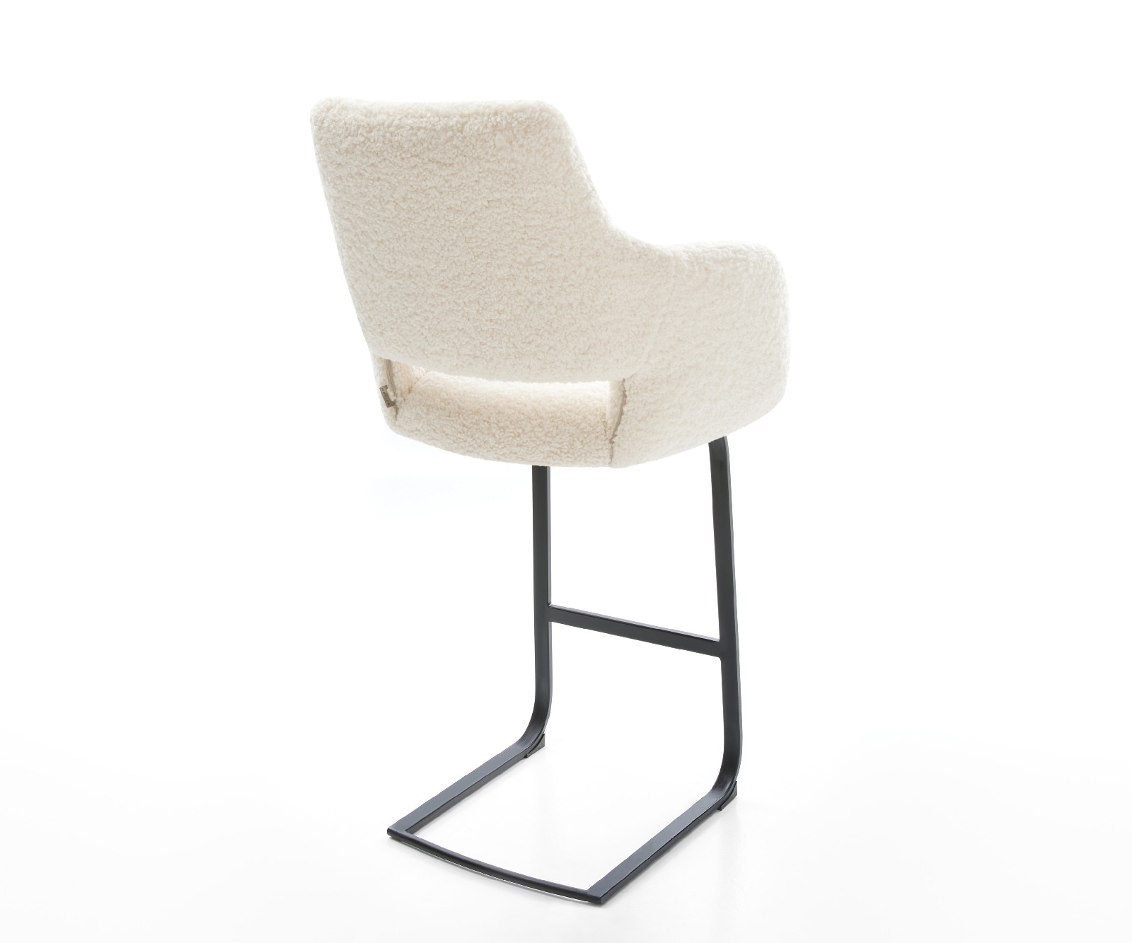 Barstuhl Yago-Flex Teddystoff Beige Freischwinger Flach Metall Schwarz Taschenfederkern 4