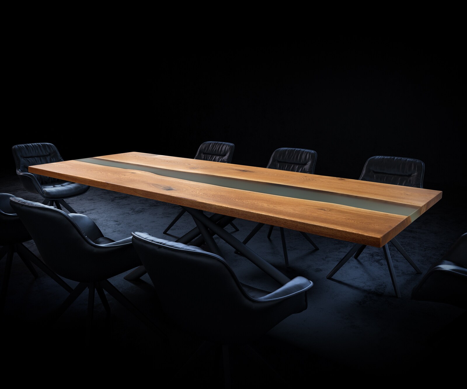 Tischplatte Eiche Natur 260 cm Epoxid milchig Transparent Unikat Nr. 32310 3