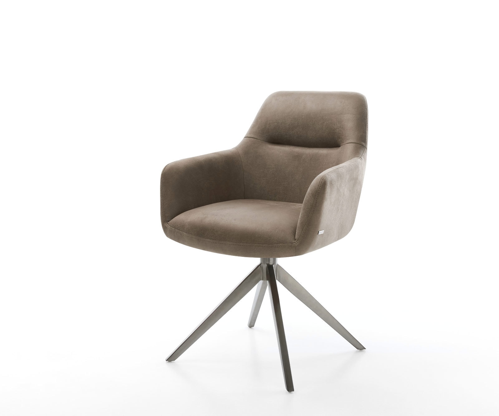Drehstuhl Pejo-Flex Mikrofaser Taupe Vintage Kreuzgestell breit Graphit 360° drehbar Wippfunktion Taschenfederkern