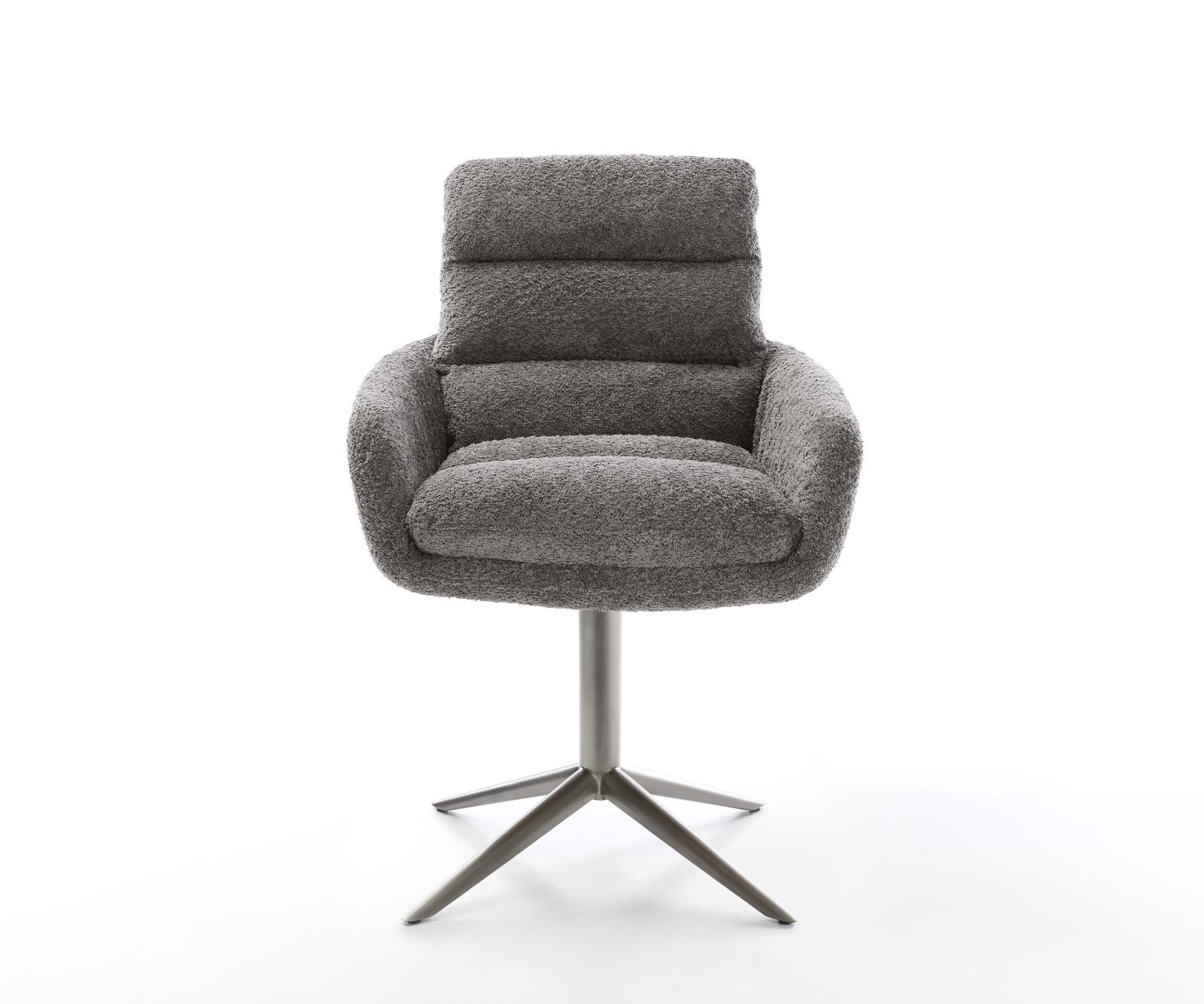 Drehstuhl Abelia-Flex mit Armlehnen Bouclé Grau Fußkreuz Graphit 360° drehbar Wippfunktion 1