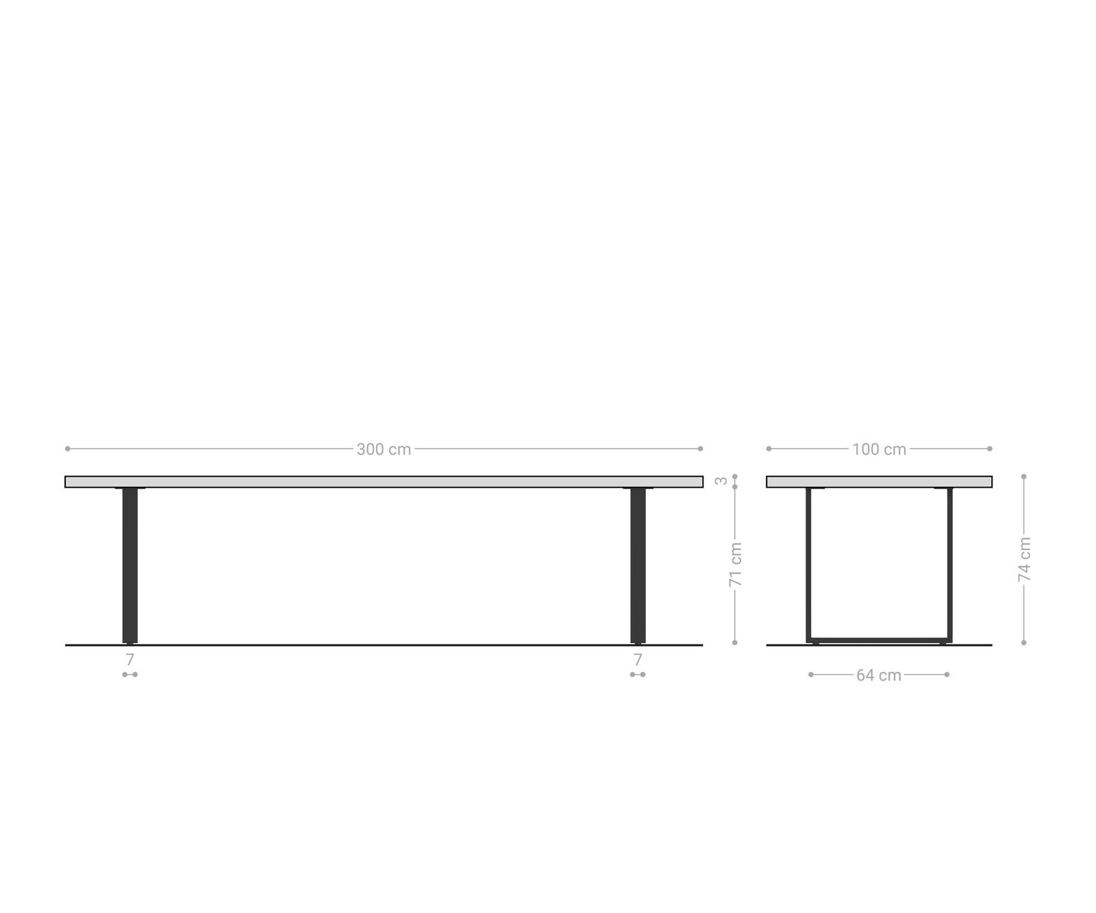 Esstisch Edge 300x100 Akazie Natur Metall Schmal schwarz Live-Edge 7
