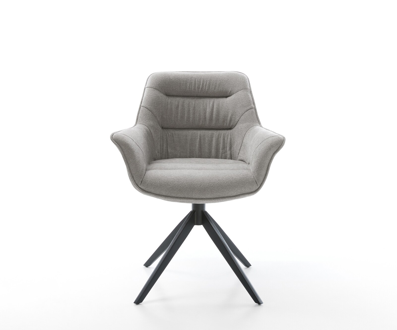Drehstuhl Kaira-Flex Strukturstoff Soft Grau Kreuzgestell breit Schwarz 360° drehbar Wippfunktion 1