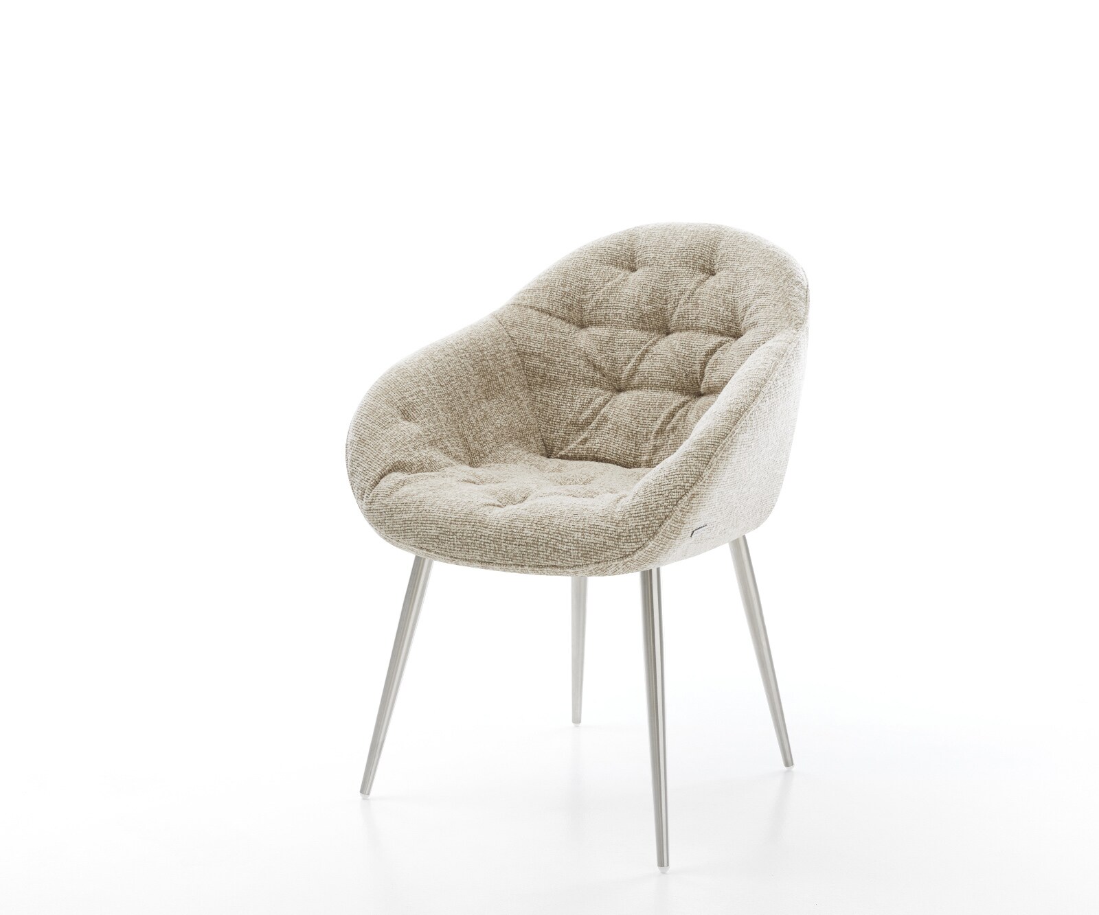 DELIFE Esszimmerstuhl Gaio-Flex Webstoff Soft Beige 4-Fuß konisch Edelstahl