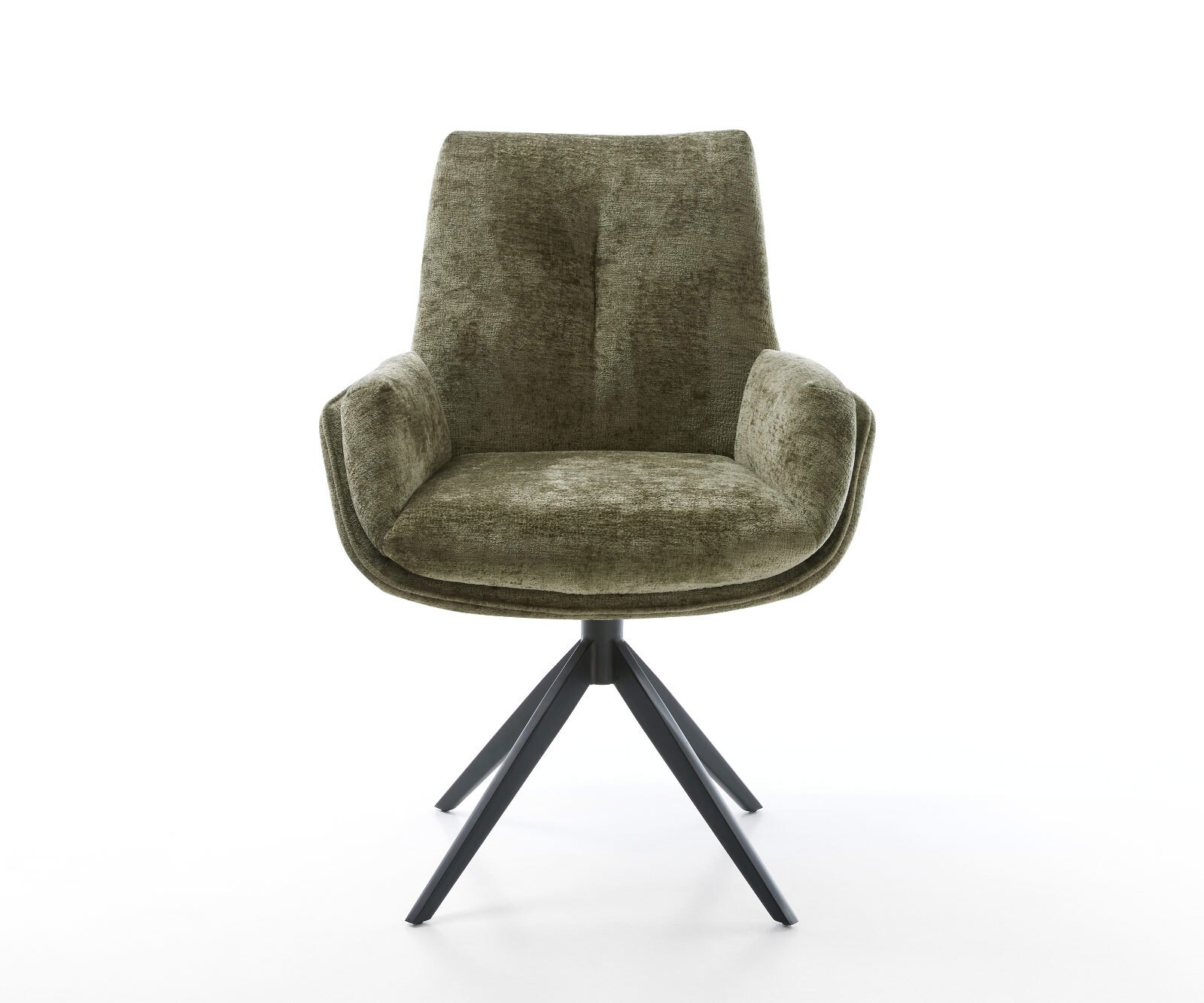 Drehstuhl Clea-Flex Chenille Olive Kreuzgestell breit Schwarz 360° drehbar Wippfunktion 1