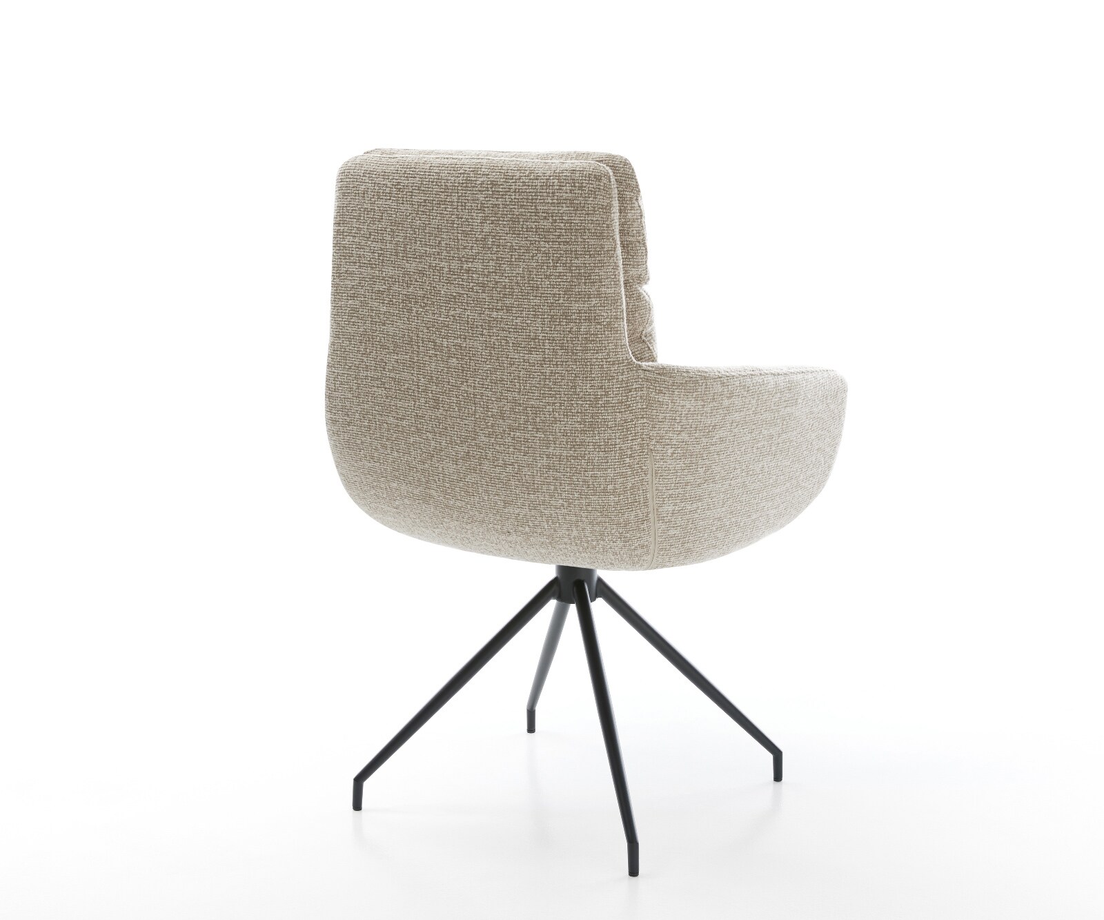 Esszimmerstuhl Abelia-Flex mit Armlehnen Webstoff Soft Beige Kreuzgestell konisch Schwarz 5