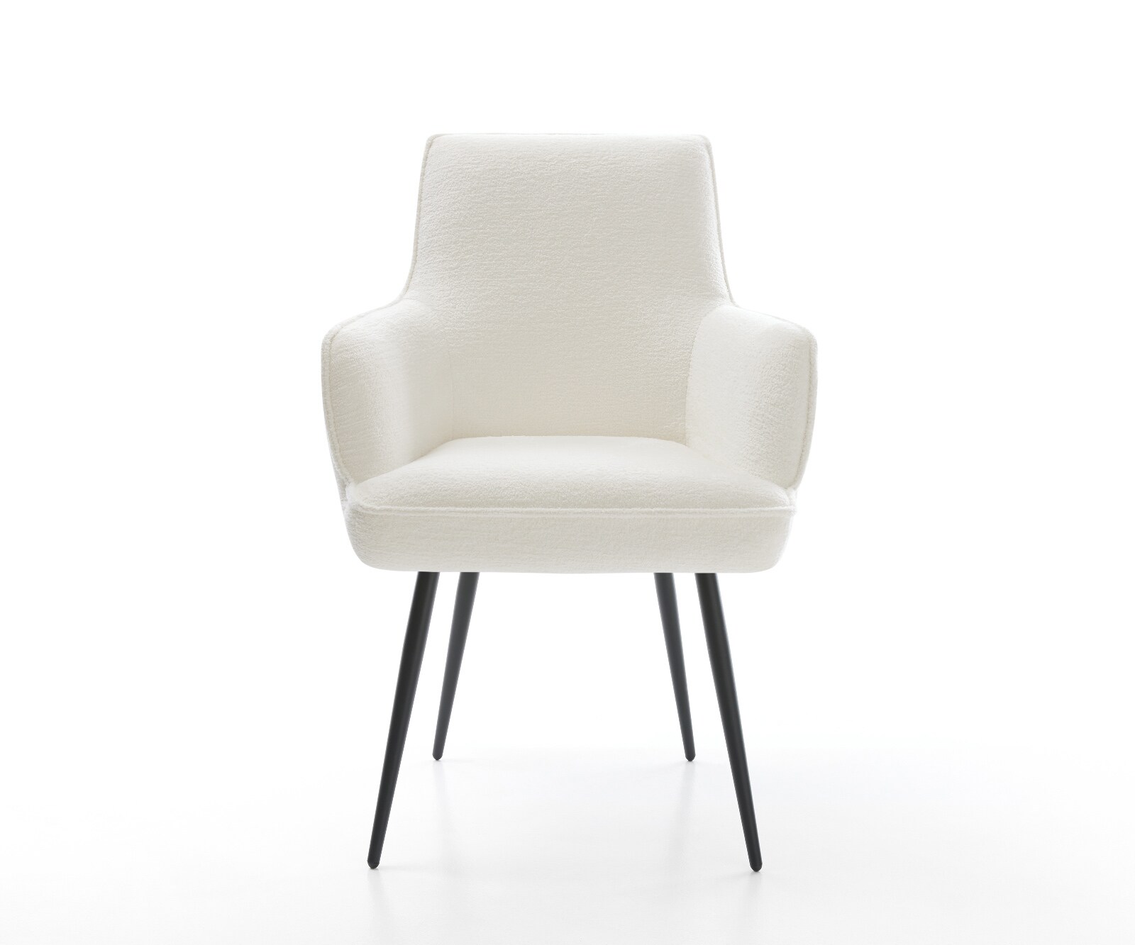 Esszimmerstuhl Heira-Flex mit Armlehnen Bouclé Soft Beige 4-Fuß konisch Schwarz Taschenfederkern 2