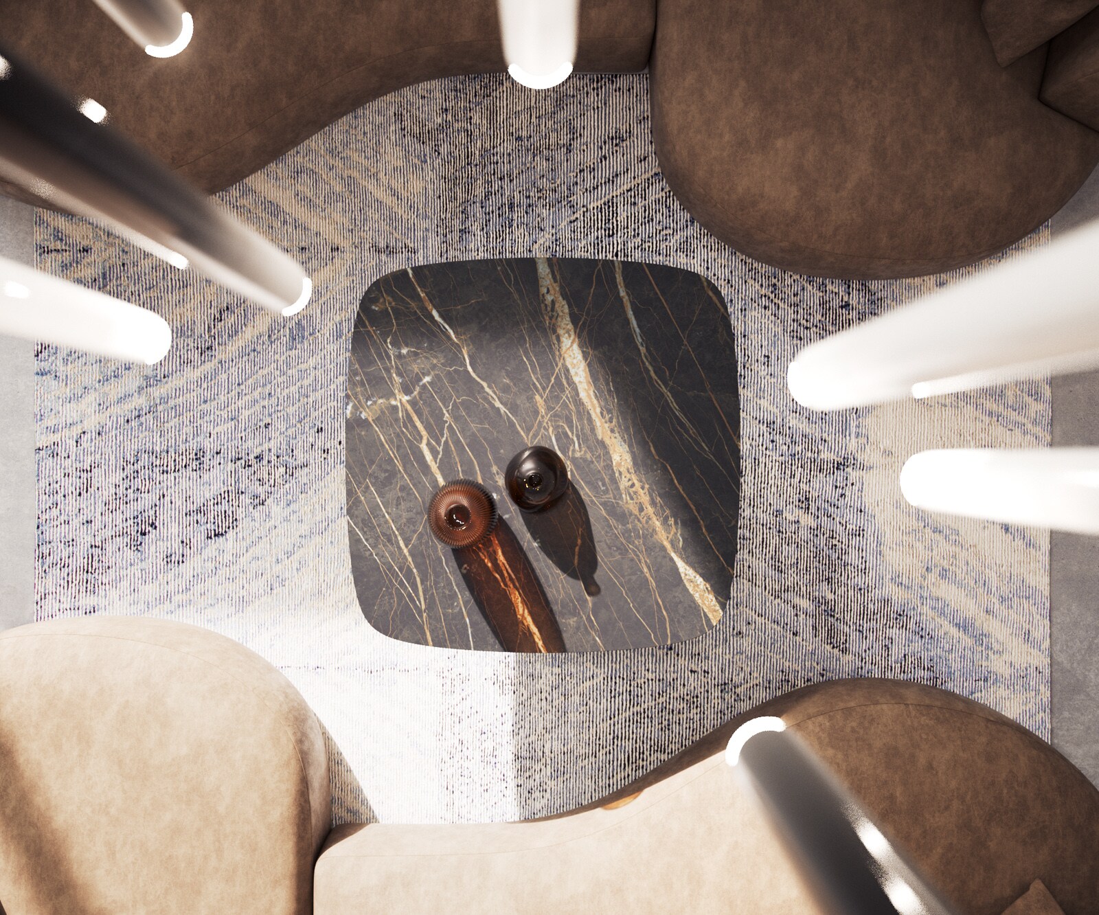 Couchtisch Edge Boot 90x90 cm Keramik Laminam® Noir Desir Braun Trive Metall Schwarz 6