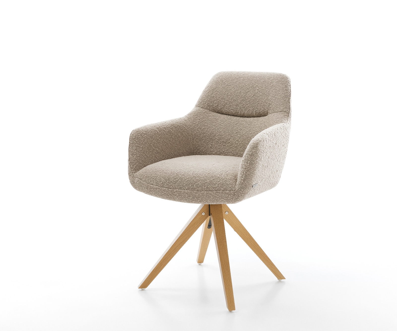 Chaise-pivotante Pejo-Flex bouclé boue pied en bois angulaire naturel pivotement sur 180° ressorts ensachés