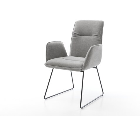 Esszimmerstuhl Vinja-Flex Strukturstoff Soft Grau Kufengestell Schwarz