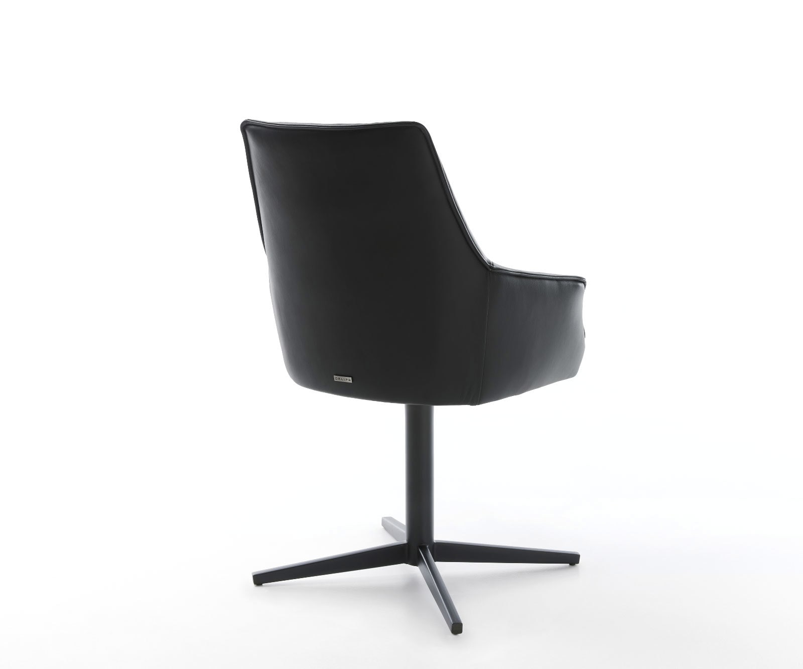 Drehstuhl Alja-Flex mit Armlehnen Echt-Leder Schwarz Fußkreuz Schwarz 360° drehbar Taschenfederkern 4 Drehstuhl Alja-Flex mit Armlehnen Echt-Leder Schwarz Fußkreuz Schwarz 360° drehbar Taschenfederkern 4