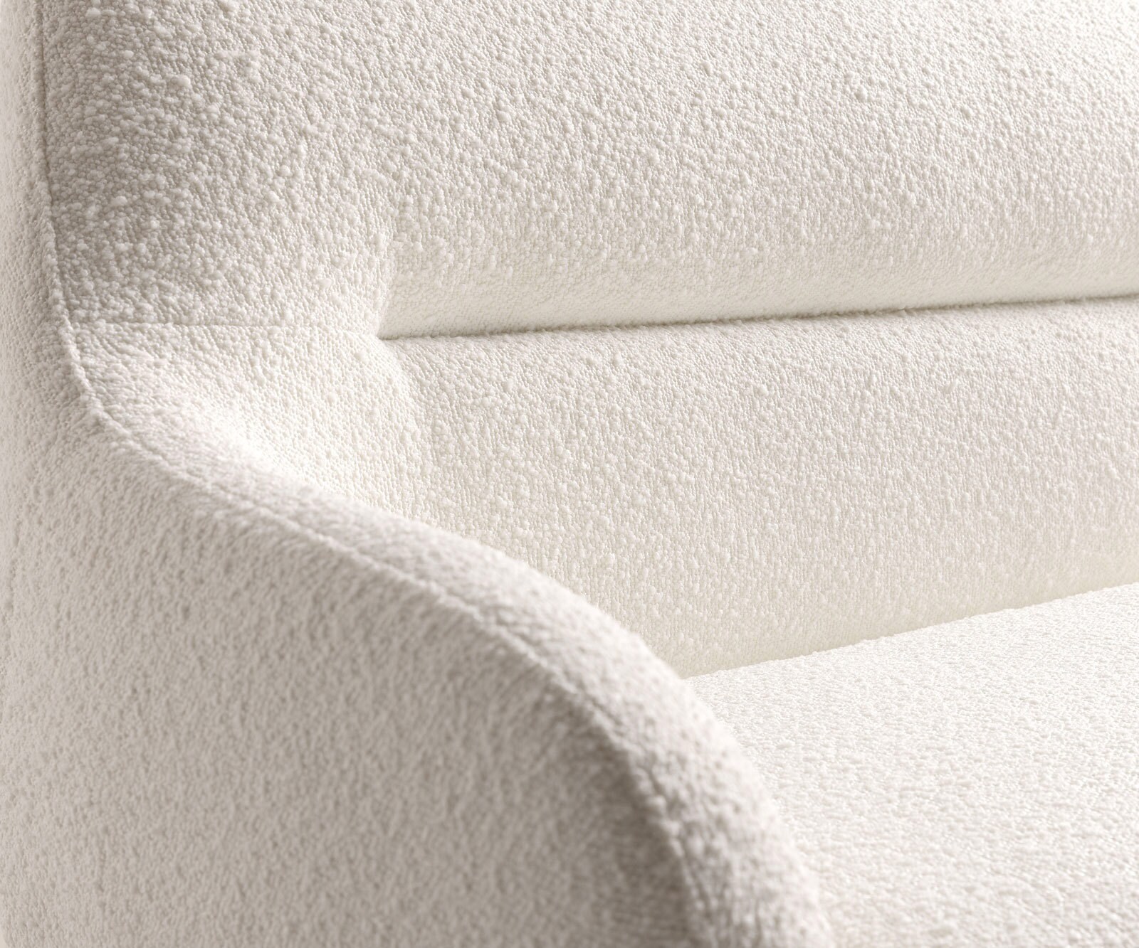 Esszimmerbank Taya-Flex 200 cm Bouclé Creme-Weiß Kufengestell flach Edelstahl Taschenfederkern 6