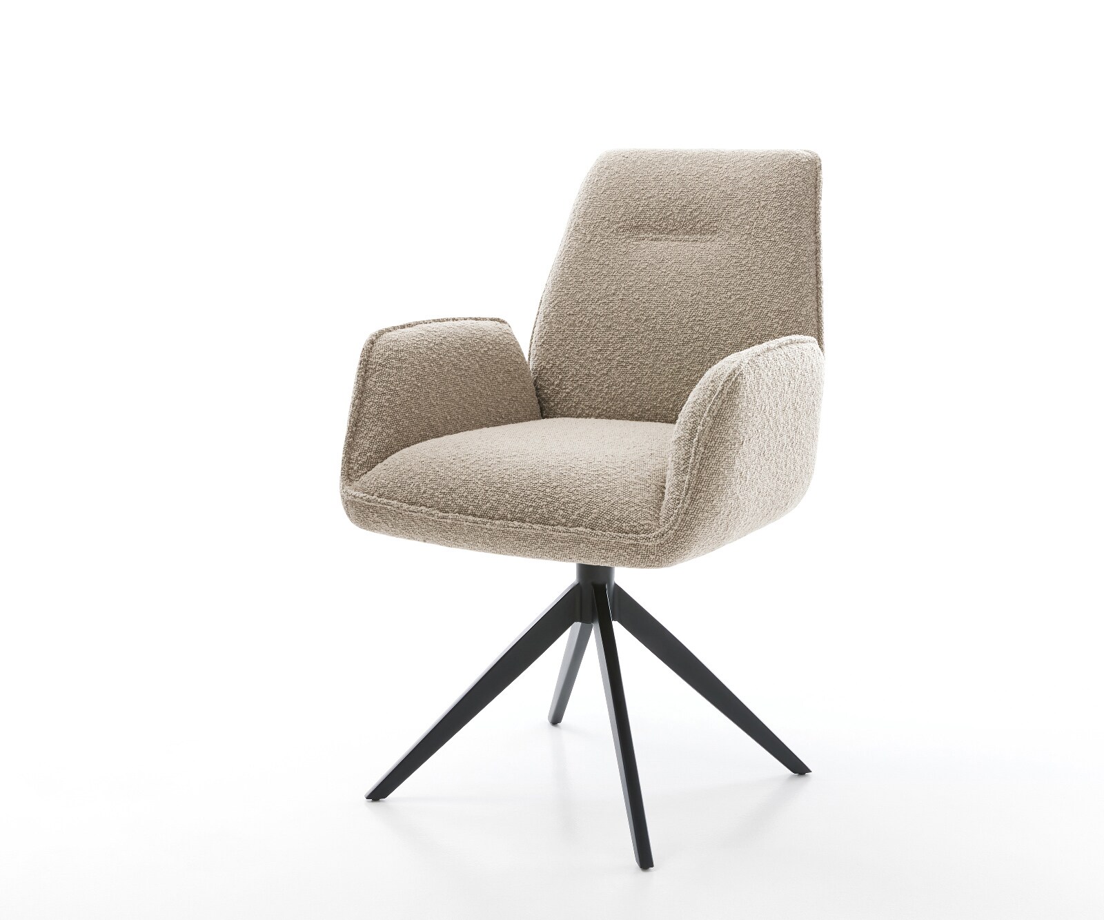 Drehstuhl Zoa-Flex Bouclé Schlamm Kreuzgestell breit Schwarz 360° drehbar Wippfunktion Taschenfederkern