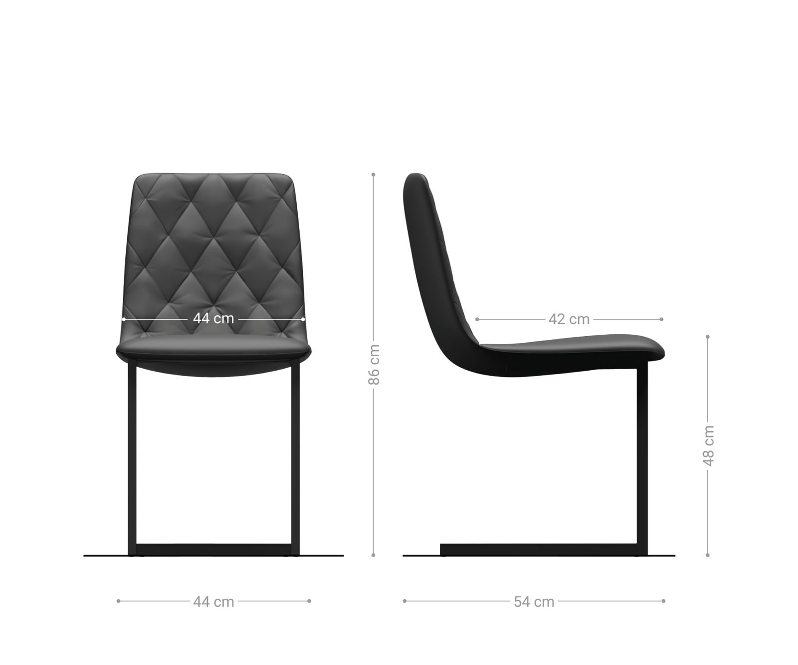 4-er-Set-Esszimmerstuhl Trado-Adesso Hellgrau Samt Freischwinger 5