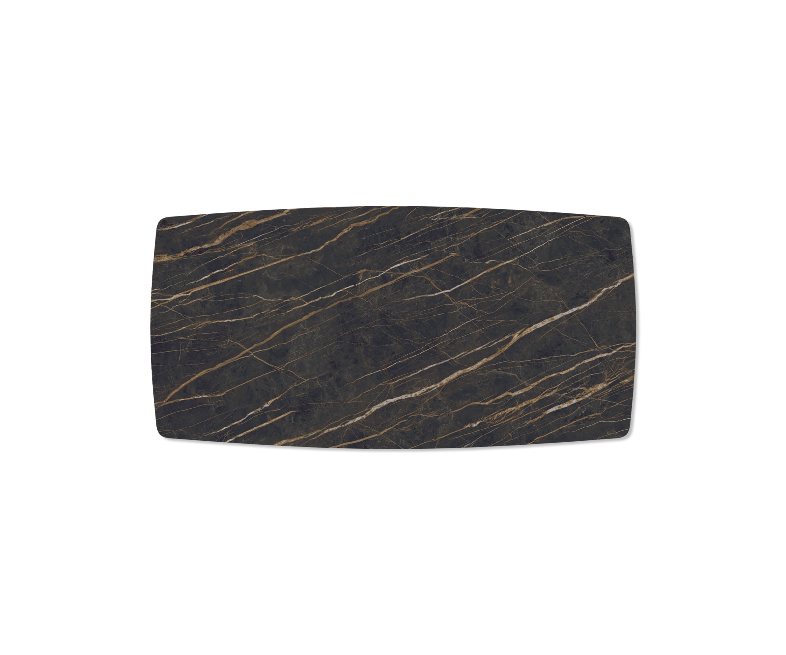 Esstisch Edge Bootsform 200x100cm Laminam® Keramik Noir Desir Braun Kreuzgestell Rechteck Edelstahl 4