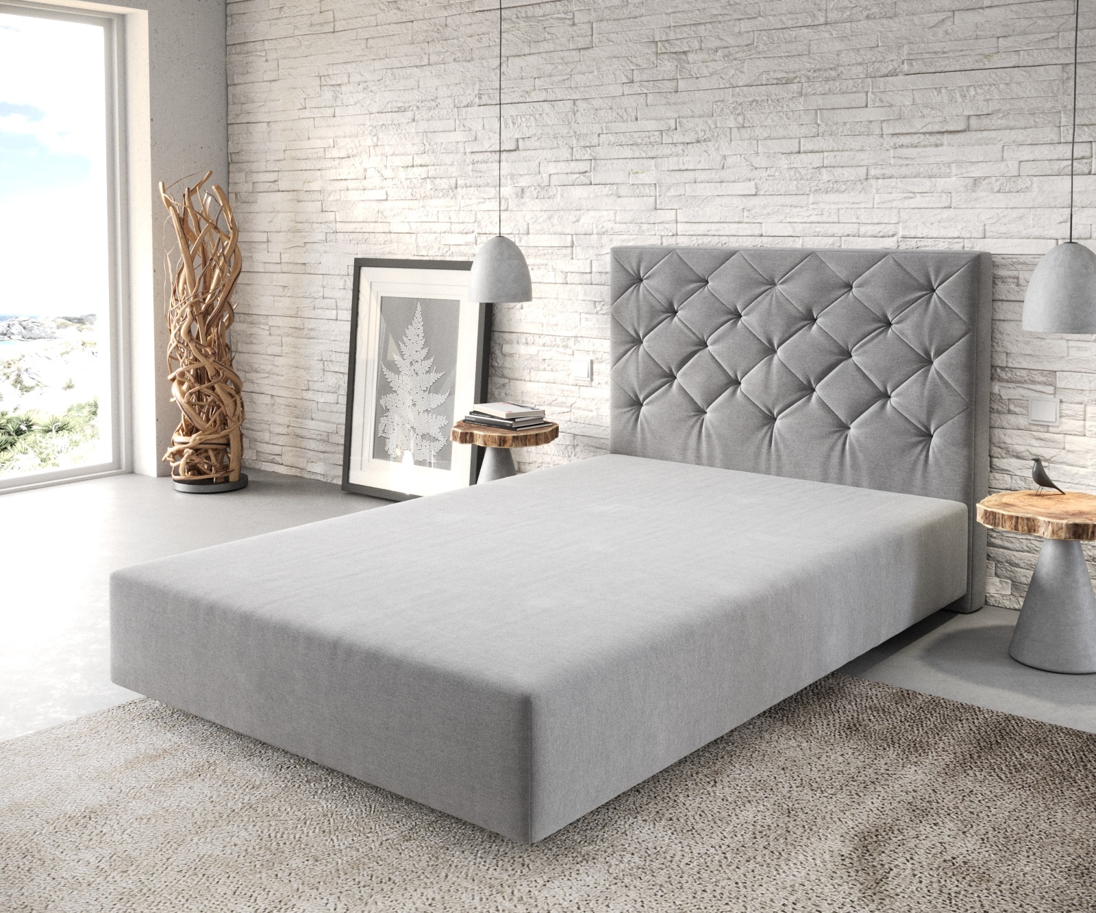 Boxspringgestell Dream-Great Mikrofaser Grau 120x200 cm Boxspringgestell Dream-Great Mikrofaser Grau 120x200 cm