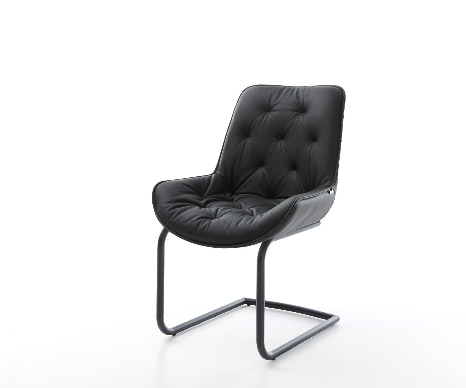Freischwinger Taimi-Flex Echt-Leder Schwarz Freischwinger rund Schwarz 1