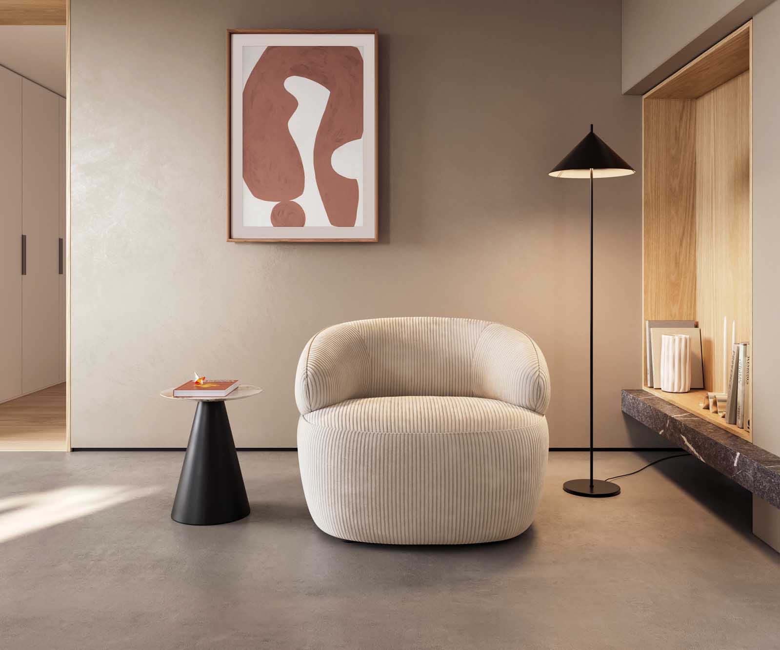 Loungesessel Nova 88x88 cm Cord Beige 3