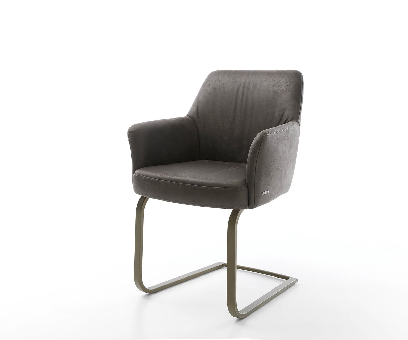 Freischwinger Xana-Flex mit Armlehnen Mikrofaser Anthrazit Vintage Freischwinger flach Effektfinish Titan Taschenfederkern