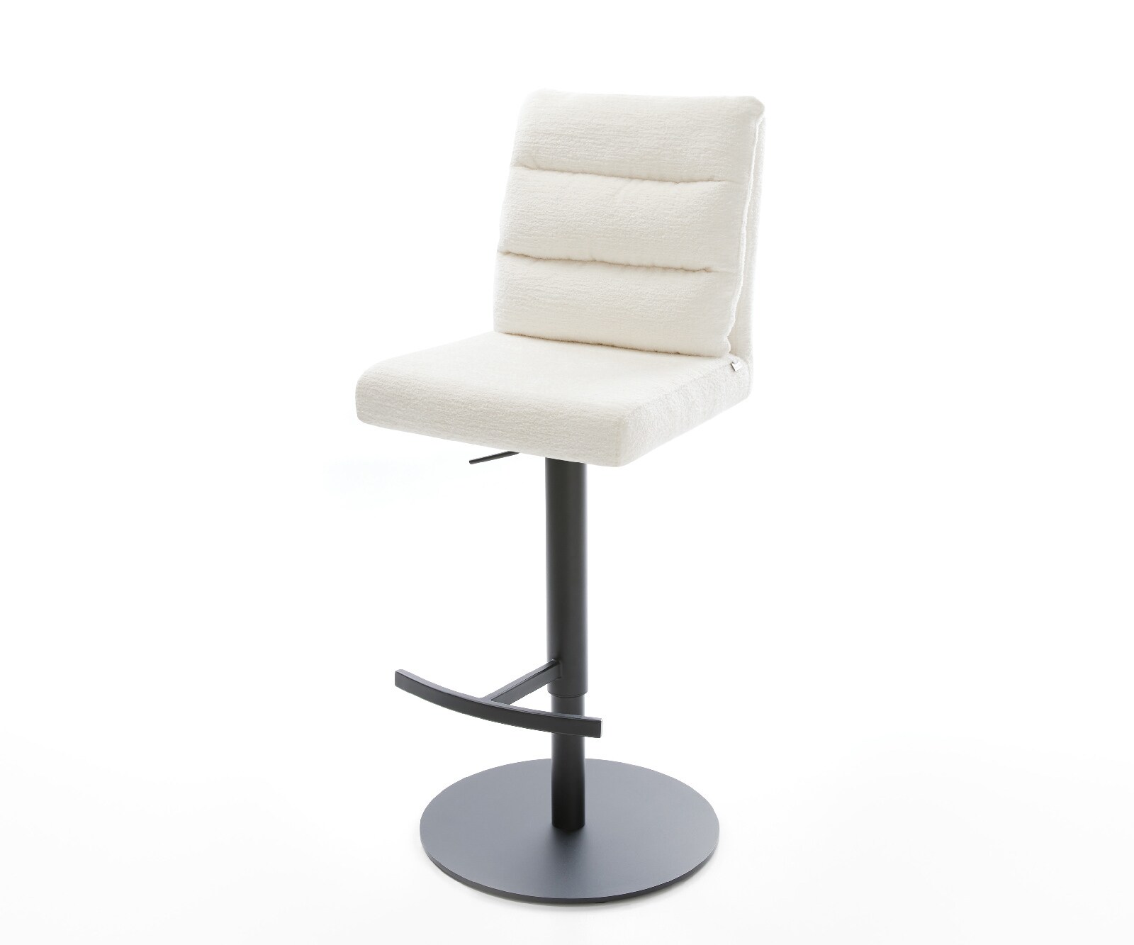 Barstuhl Pela-Flex Bouclé Soft Beige Drehfuß höhenverstellbar Metall Schwarz 1