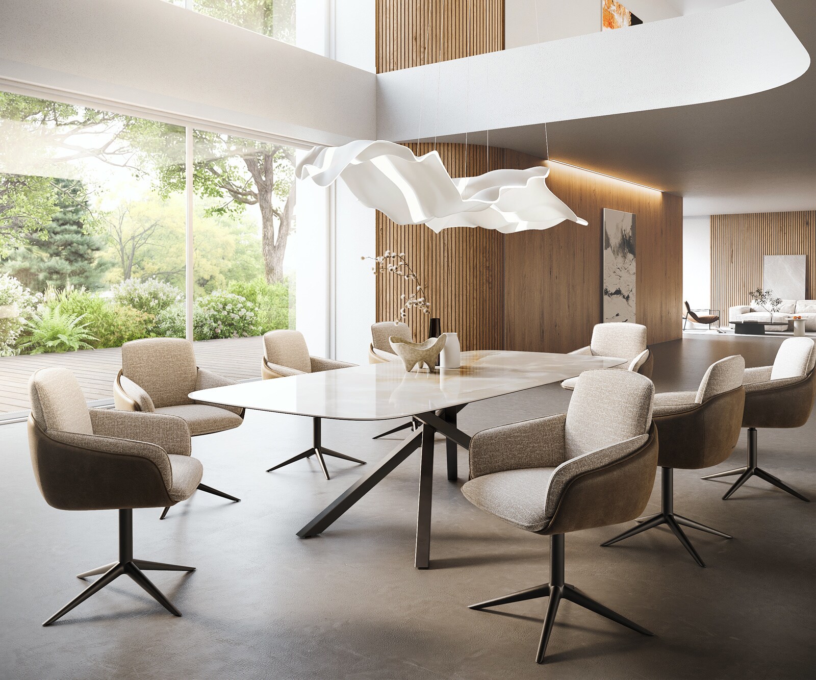 Esstisch Edge Boot 270x120 cm Keramik Iris FMG Onice Grigio Kreuzgestell Rechteck Schwarz 7