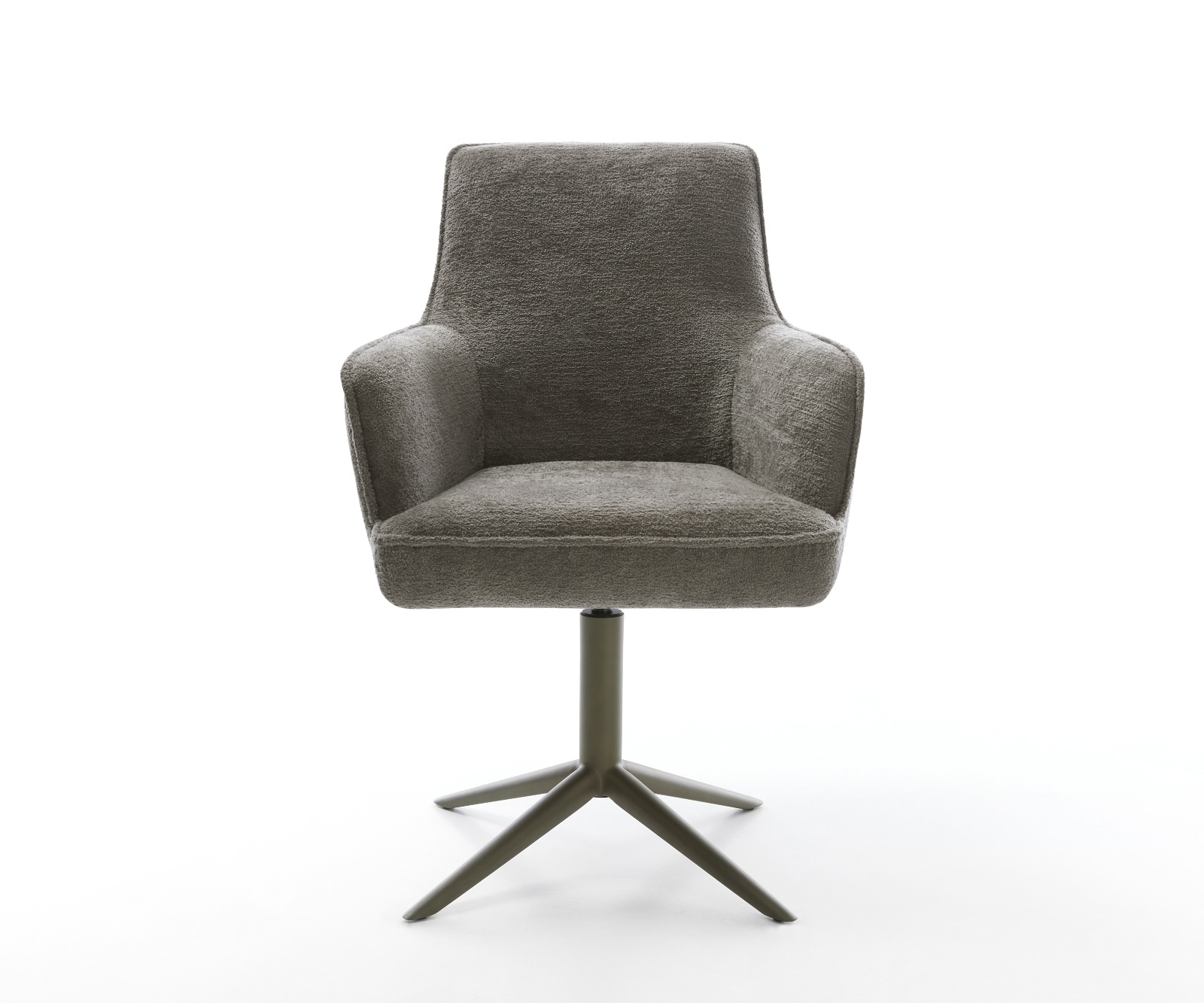 Drehstuhl Heira-Flex mit Armlehnen Bouclé Soft Schlamm Fußkreuz Effektfinish Titan 360° drehbar Wippfunktion Taschenfederkern 1
