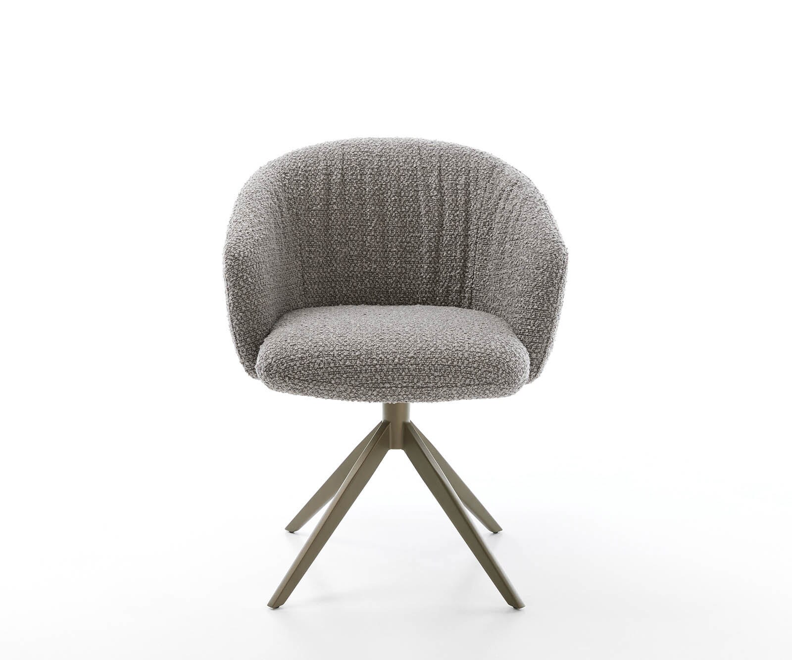Drehstuhl Caja-Flex mit Armlehnen Bouclé Silbergrau Kreuzgestell breit Effektfinish Titan 360° drehbar Taschenfederkern 1