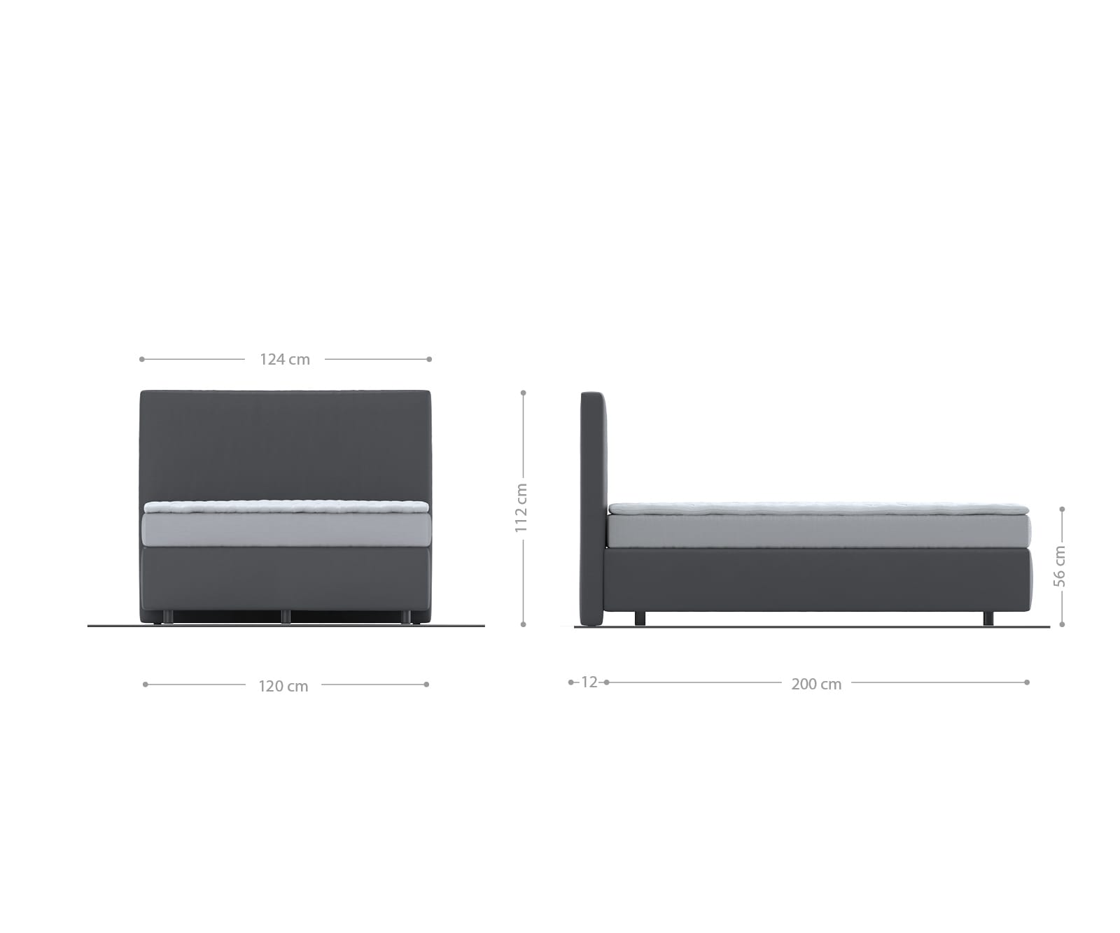Boxspringbett Dream-Well 120x200 cm Cord Silbergrau mit Matratze und Topper 4 Boxspringbett Dream-Well 120x200 cm Cord Silbergrau mit Matratze und Topper 4